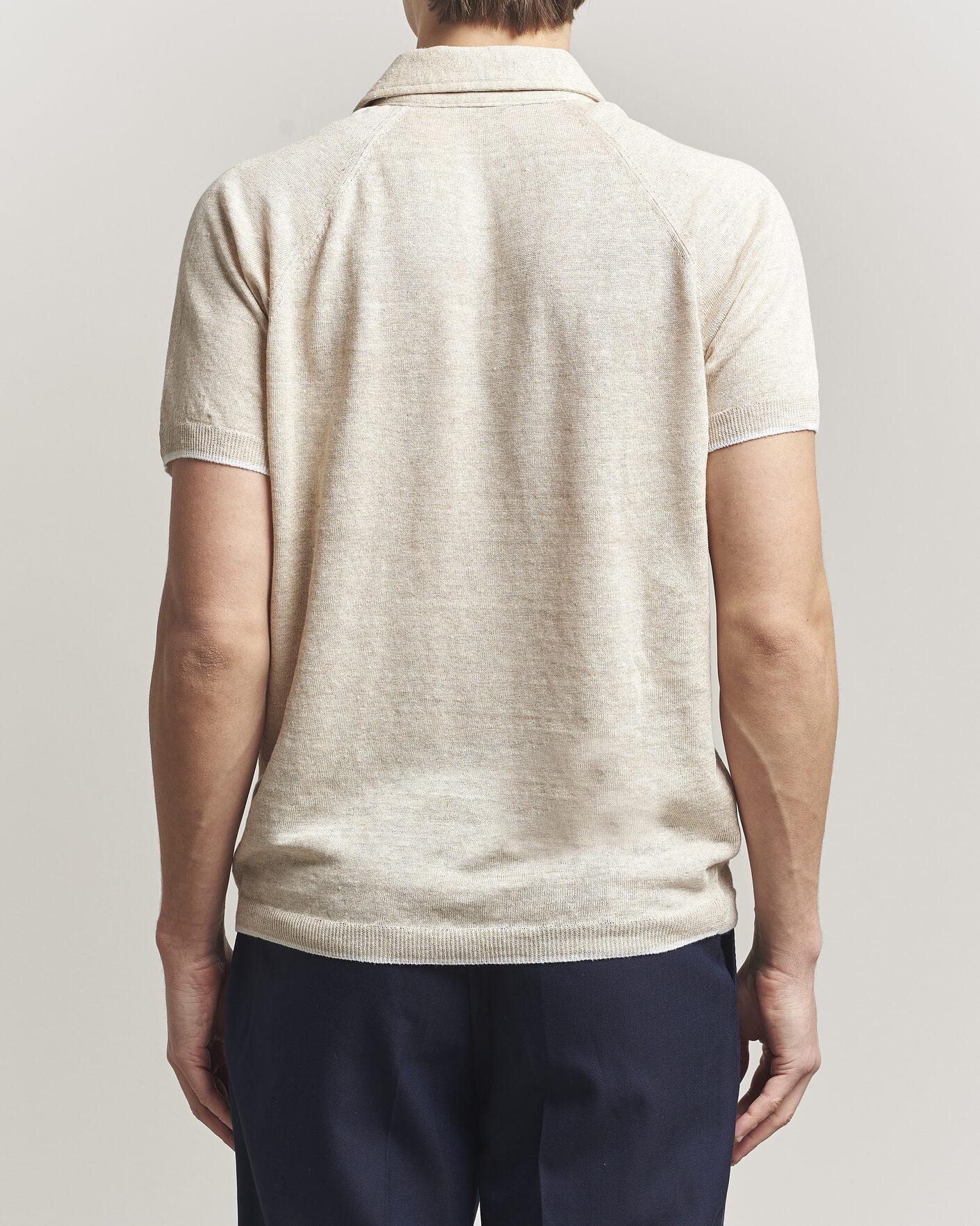 Herren | Poloshirts | Kiton | Linen Raglan Polo Shirt Ecru