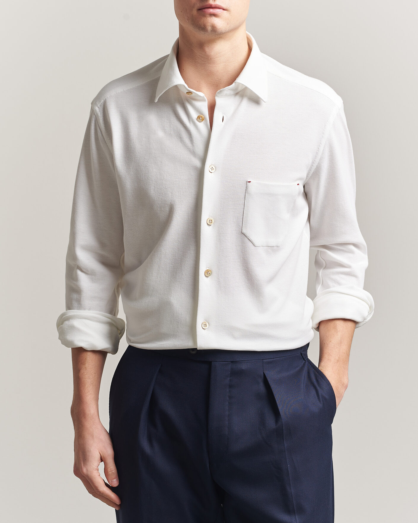 Herren | Hemden | Kiton | Jersey Piquet Shirt White