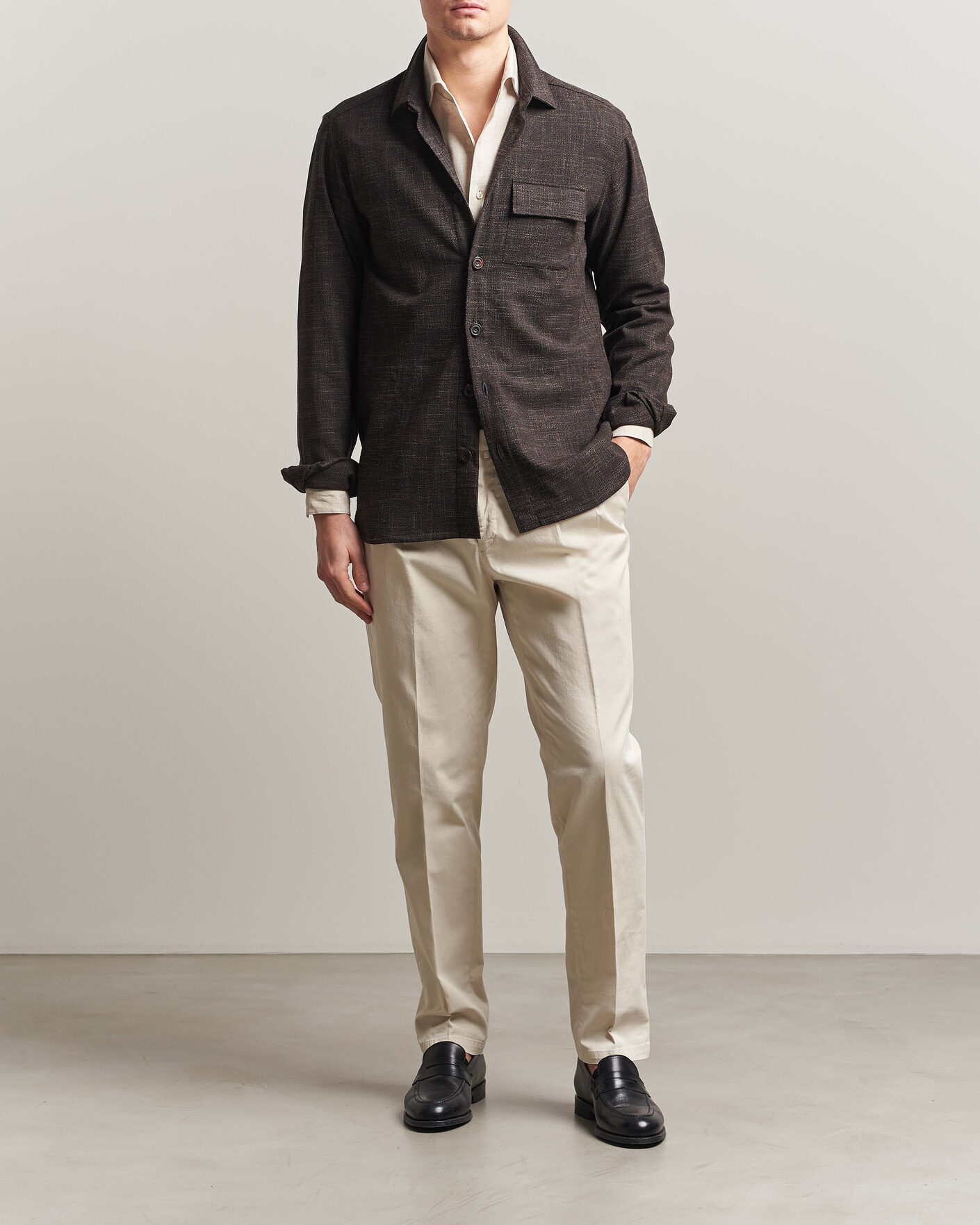 Herren | Hemden | Kiton | Virgin Wool Overshirt Dark Brown