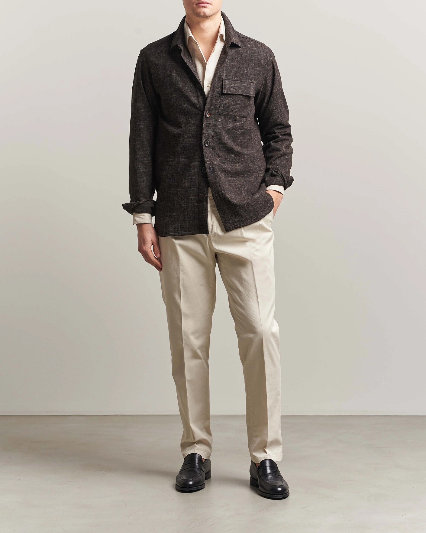 Herren | Hemden | Kiton | Virgin Wool Overshirt Dark Brown