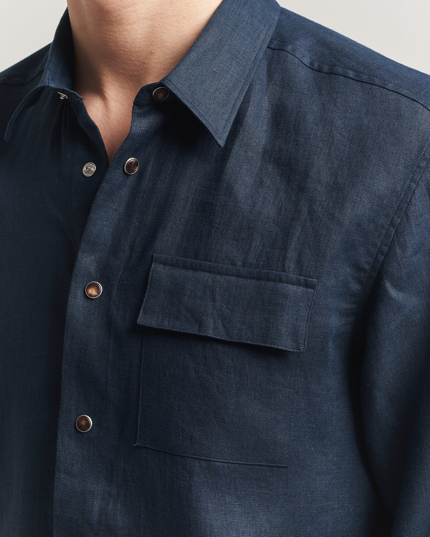 Herren | Hemden | Kiton | Linen Overshirt Navy