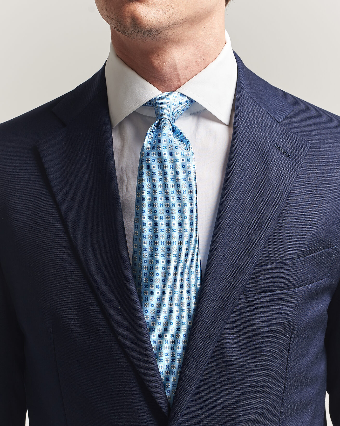 Herren | Krawatten | Kiton | Printed Flower Silk Tie Light Blue