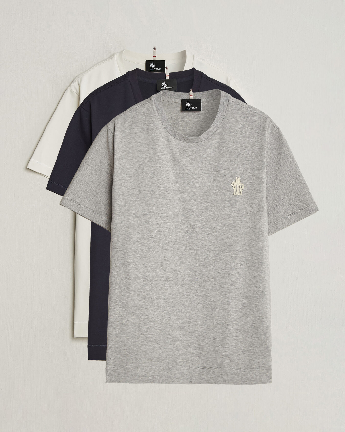 Herren | T-Shirts | Moncler Grenoble | 3-Pack Logo T-Shirts White/Grey/Black