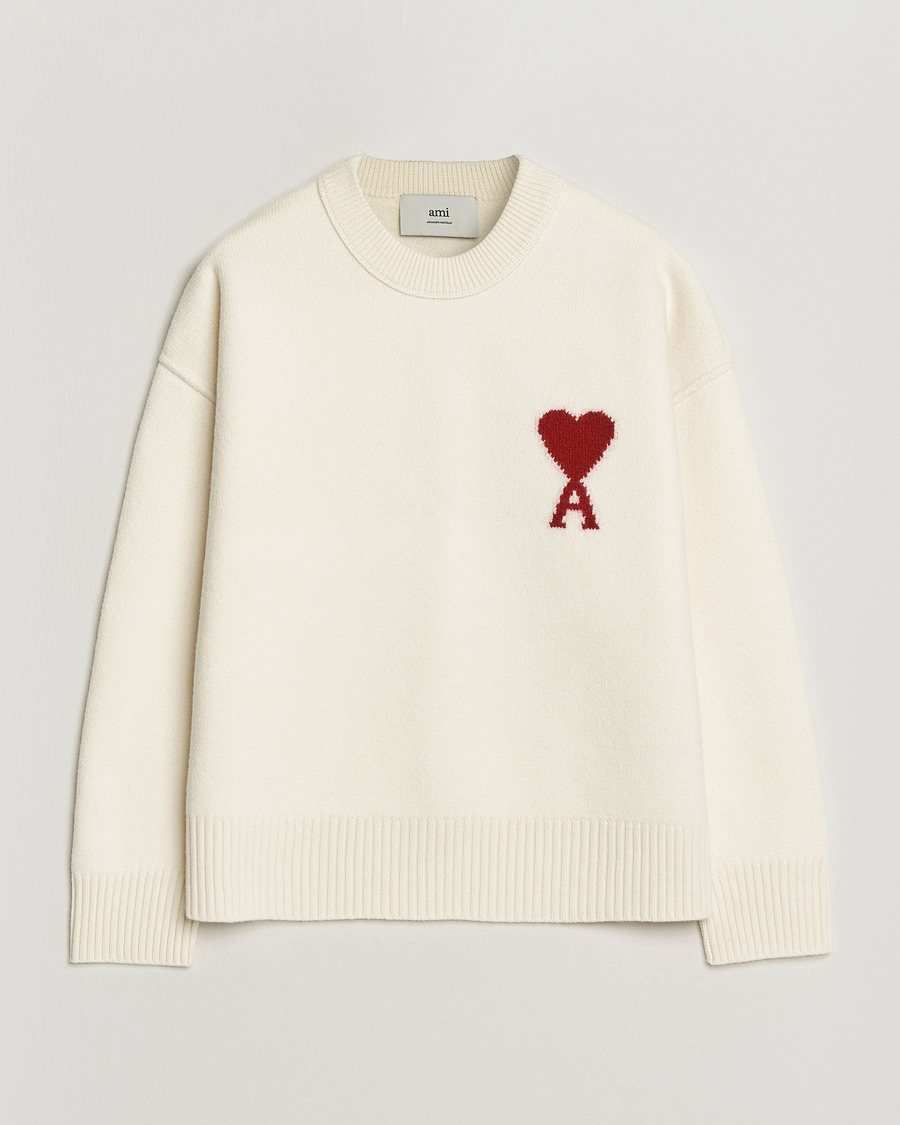 Herren | Pullover | AMI | Big Heart Wool Sweater Ecru