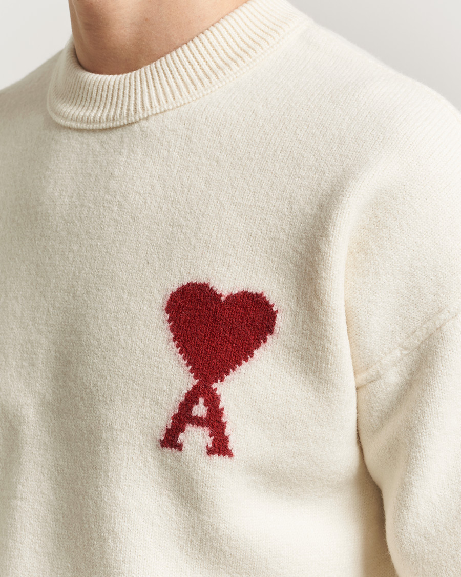 Herren | Pullover | AMI | Big Heart Wool Sweater Ecru