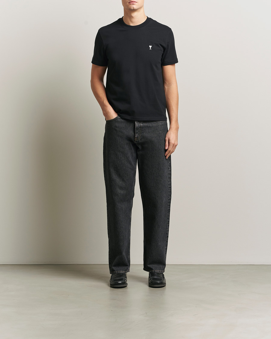 Herren | T-Shirts | AMI | Contrast Heart Logo T-Shirt Black