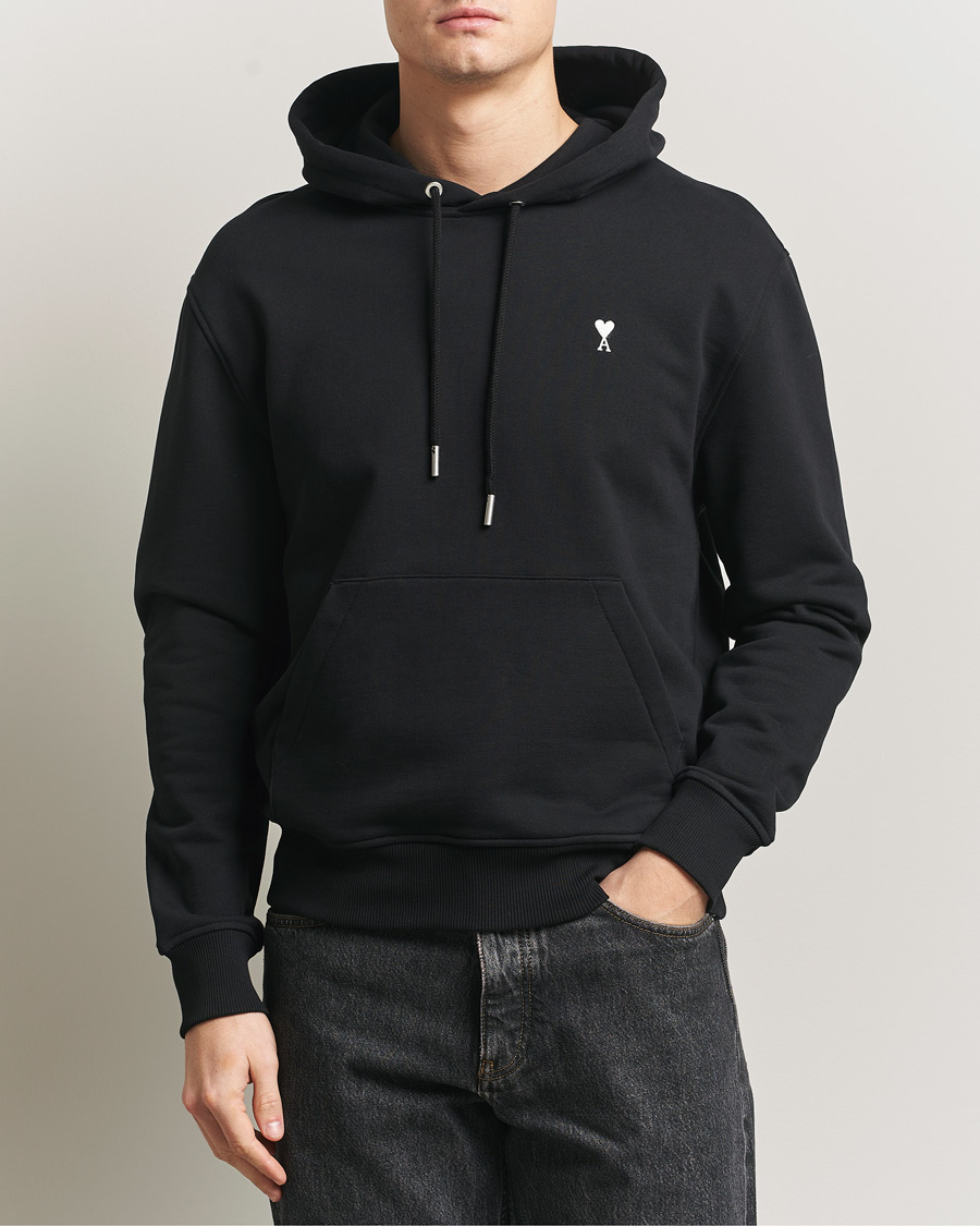 Herren | Pullover | AMI | Contrast Heart Logo Hoodie Black