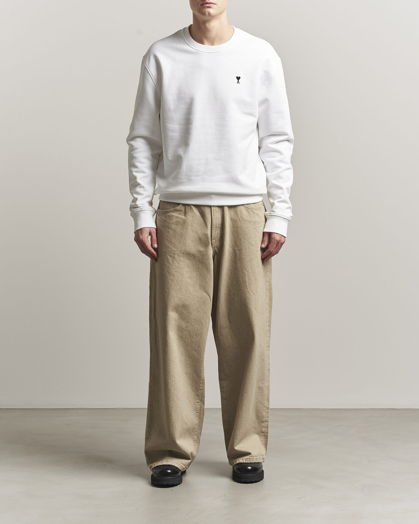 Herren | Pullover | AMI | Contrast Heart Logo Sweatshirt White