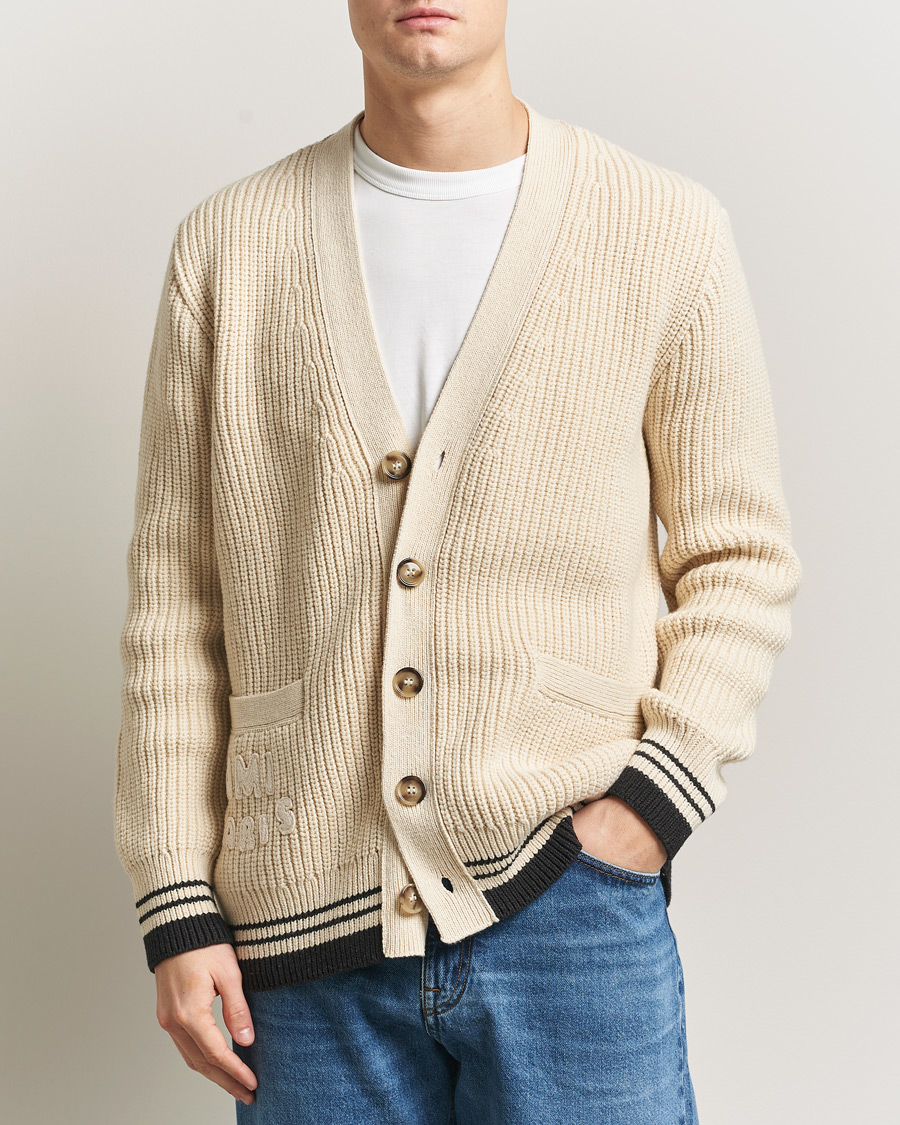Herren | Pullover | AMI | Wool/Cotton Ribbed Cardigan Creme