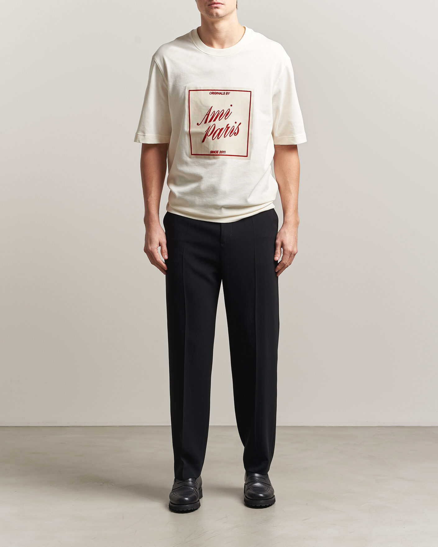 Herren | T-Shirts | AMI | Boxy Fit Printed T-Shirt Creme