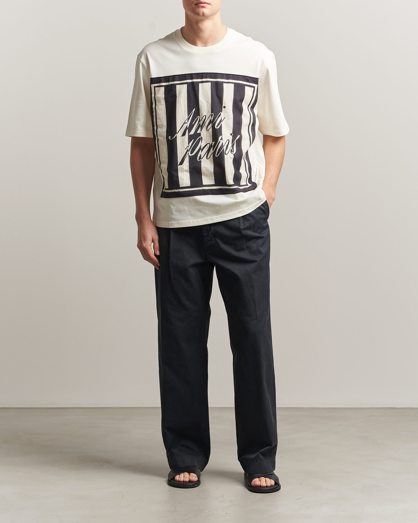 Herren | T-Shirts | AMI | Boxy Fit Printed T-Shirt Creme