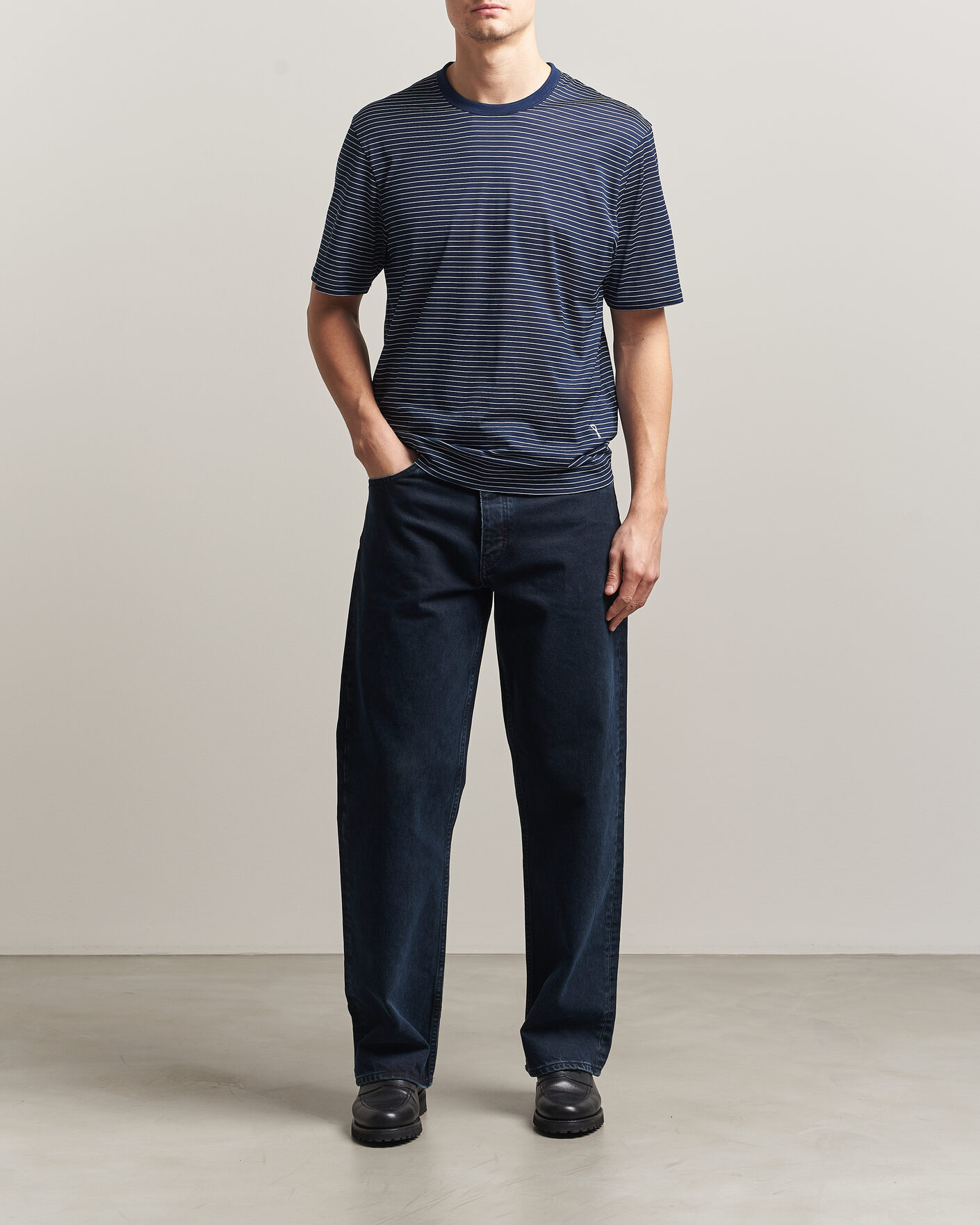 Herren | T-Shirts | AMI | Striped T-Shirt Navy/White