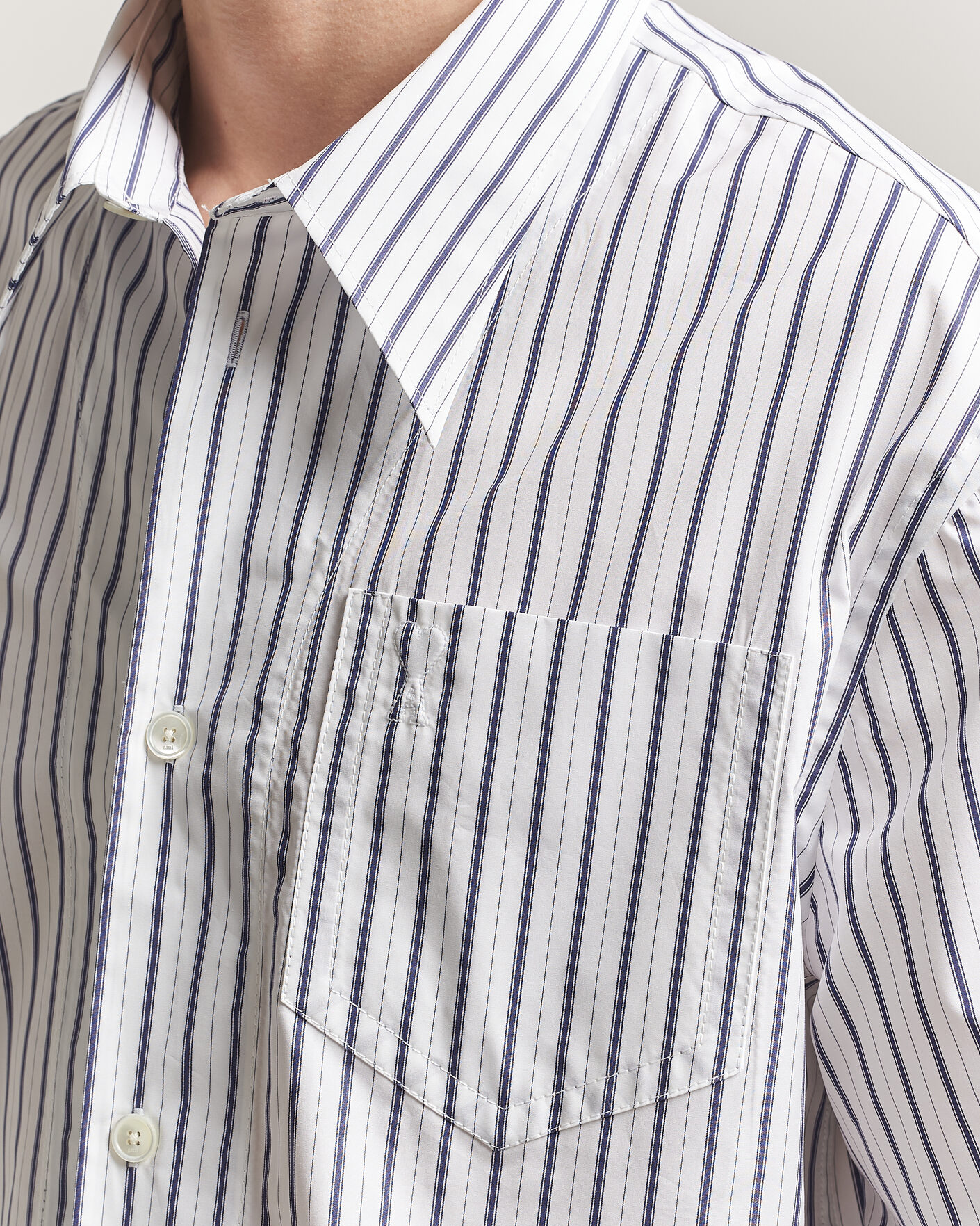 Herren | Hemden | AMI | Short Sleeve Camp Collar Shirt White/Blue