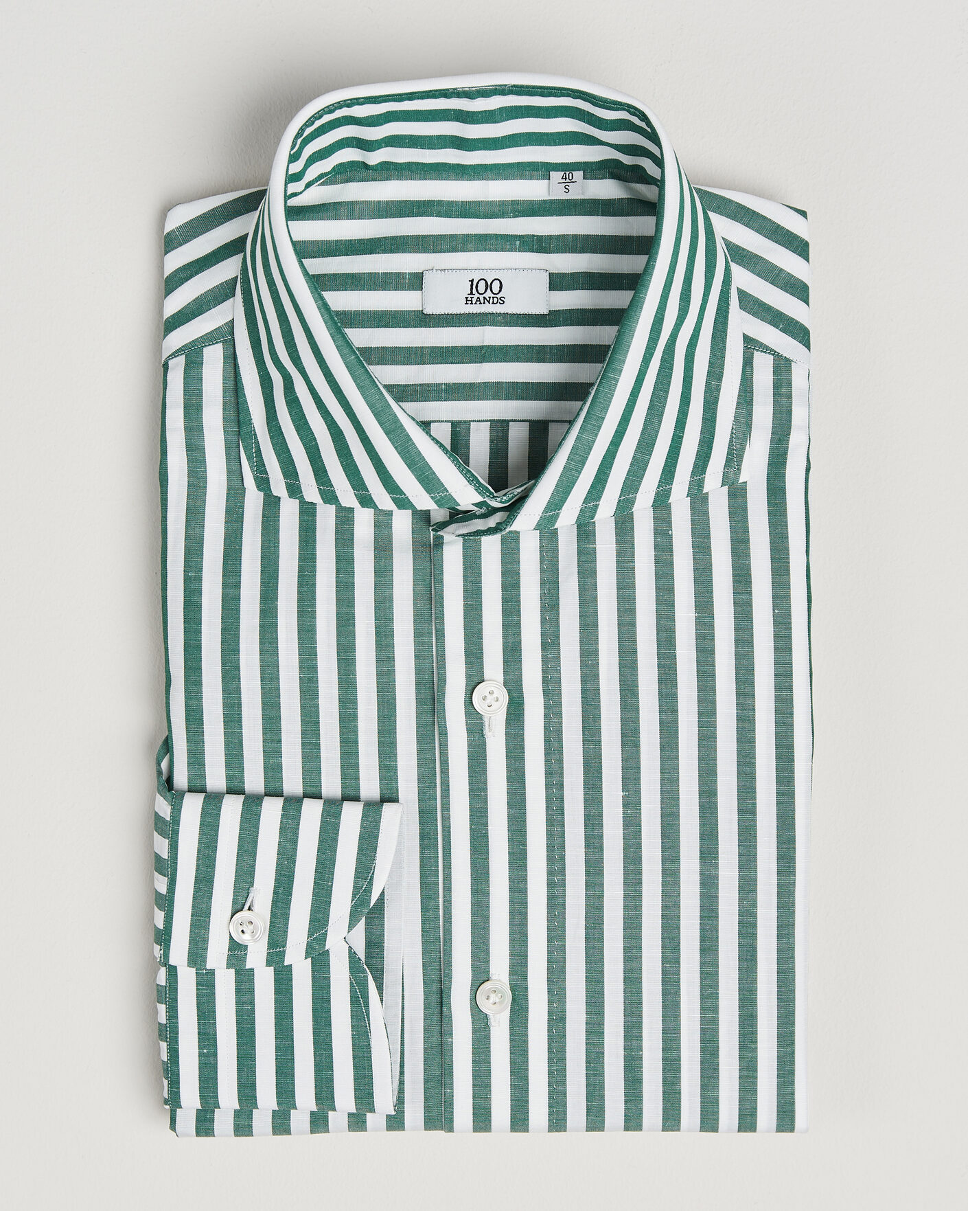 Herren | Hemden | 100Hands | Cotton/Linen Bengal Stripe Shirt Green