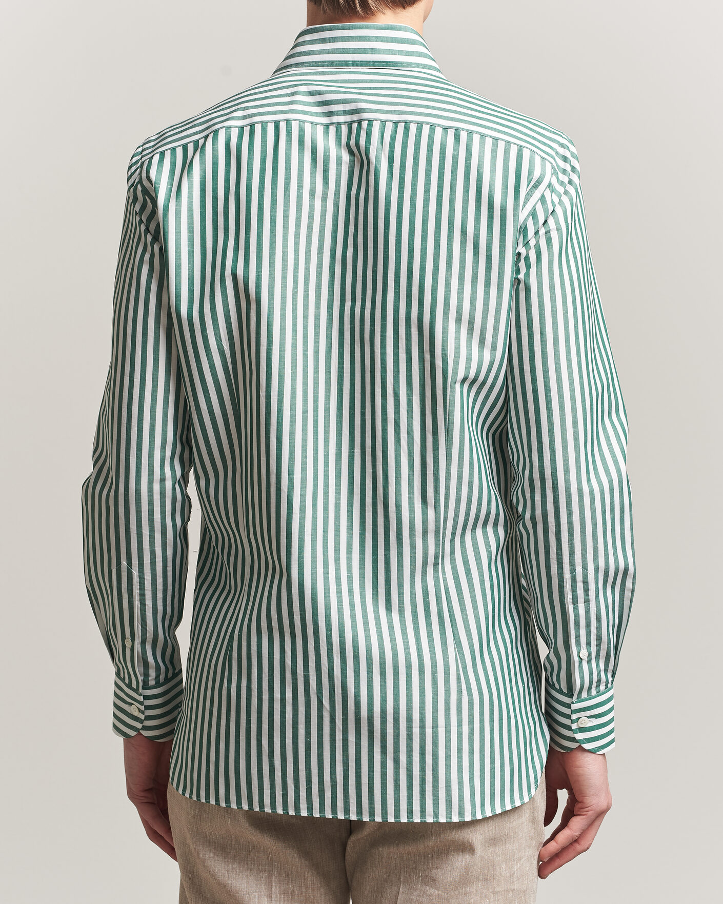 Herren | Hemden | 100Hands | Cotton/Linen Bengal Stripe Shirt Green