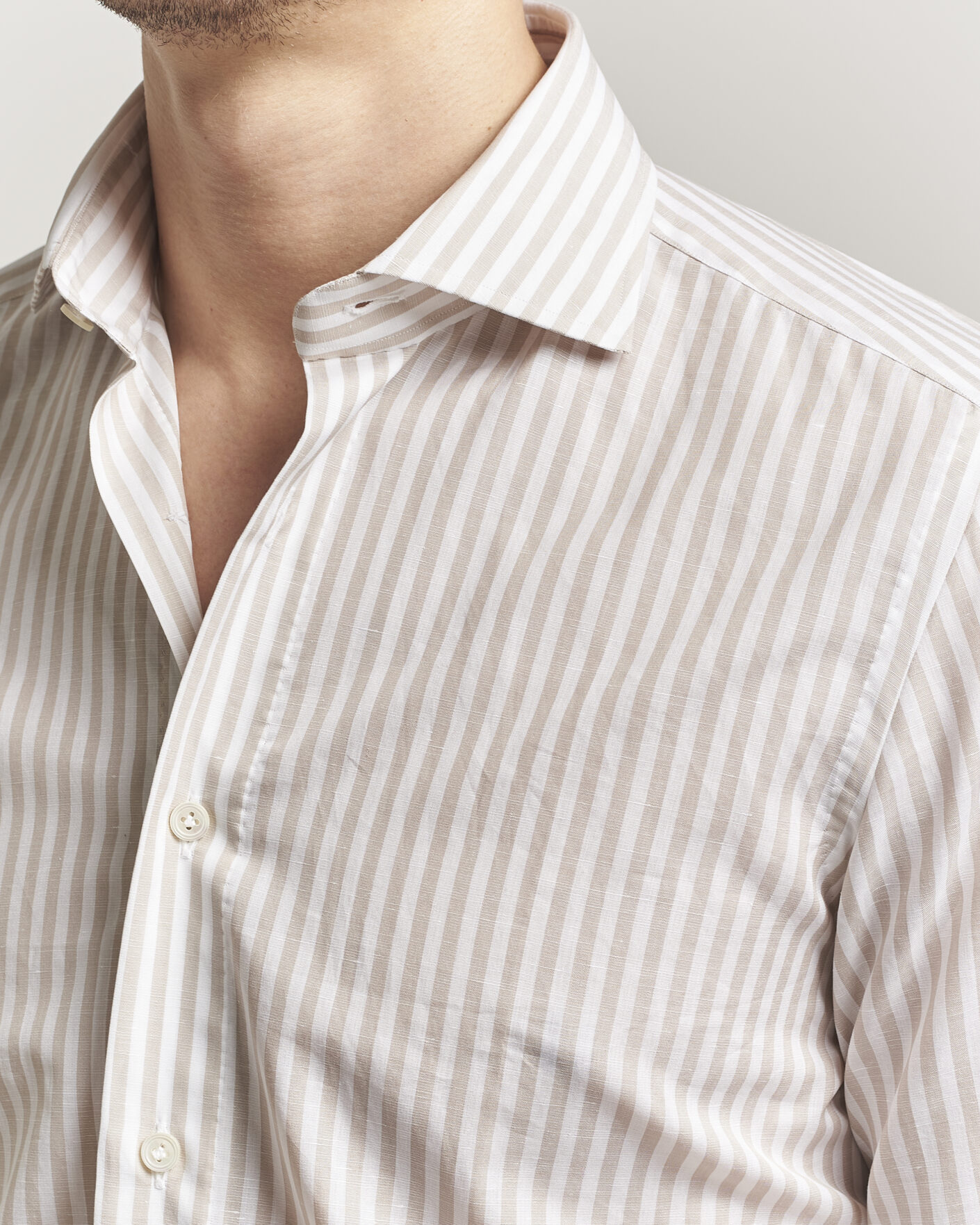 Herren | Hemden | 100Hands | Cotton/Linen Bengal Stripe Shirt Light Brown