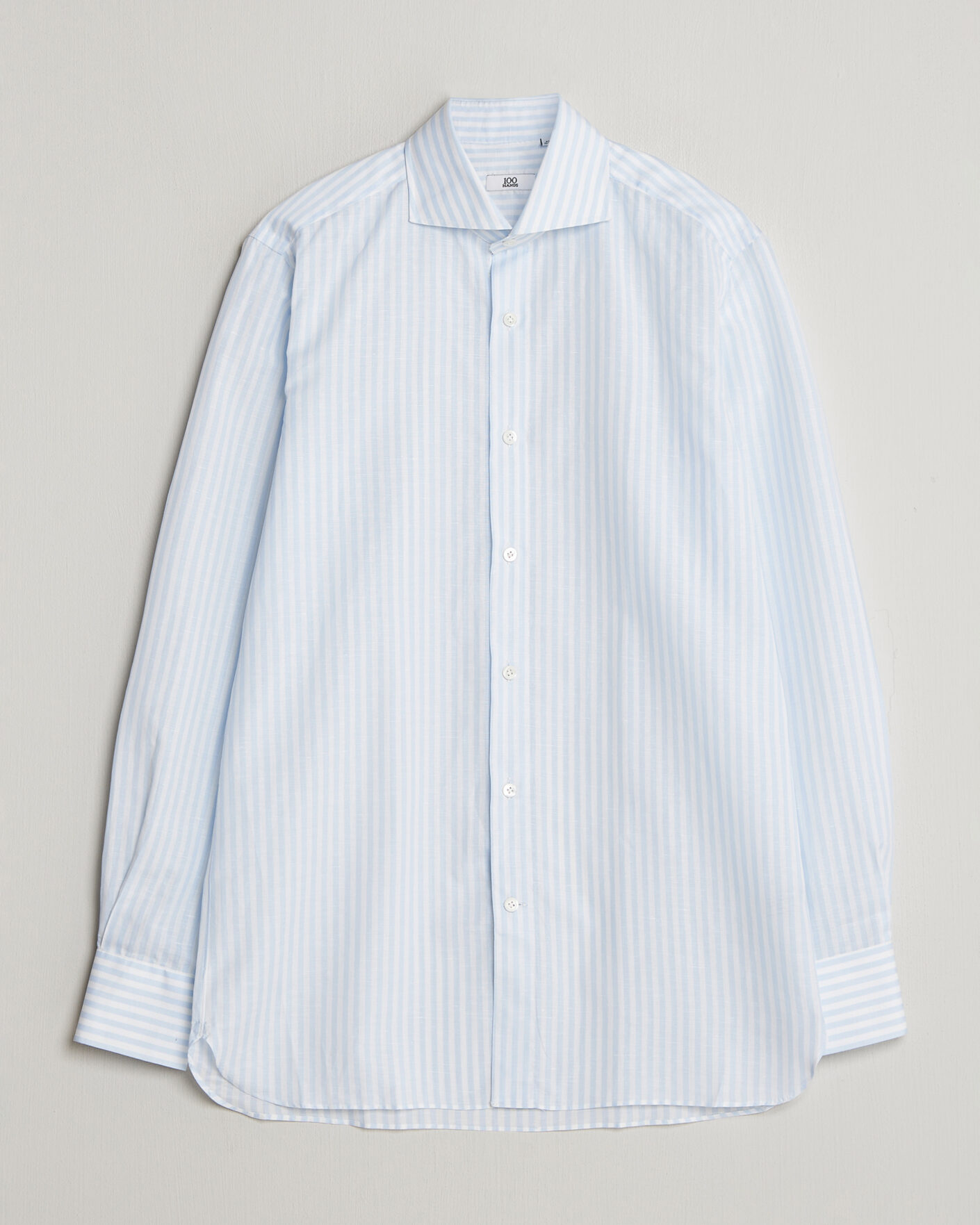 Herren | Hemden | 100Hands | Cotton/Linen Bengal Stripe Shirt Light Blue