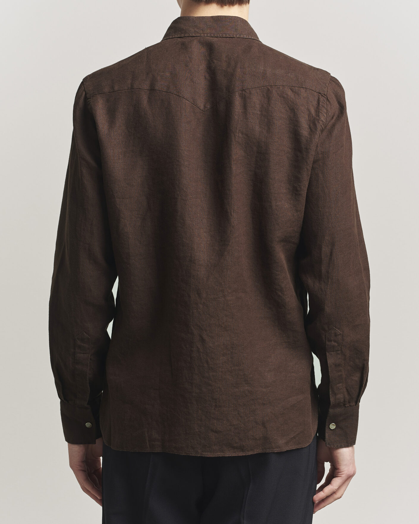 Herren | Hemden | 100Hands | Two Pocket Western Linen Shirt Chocolate