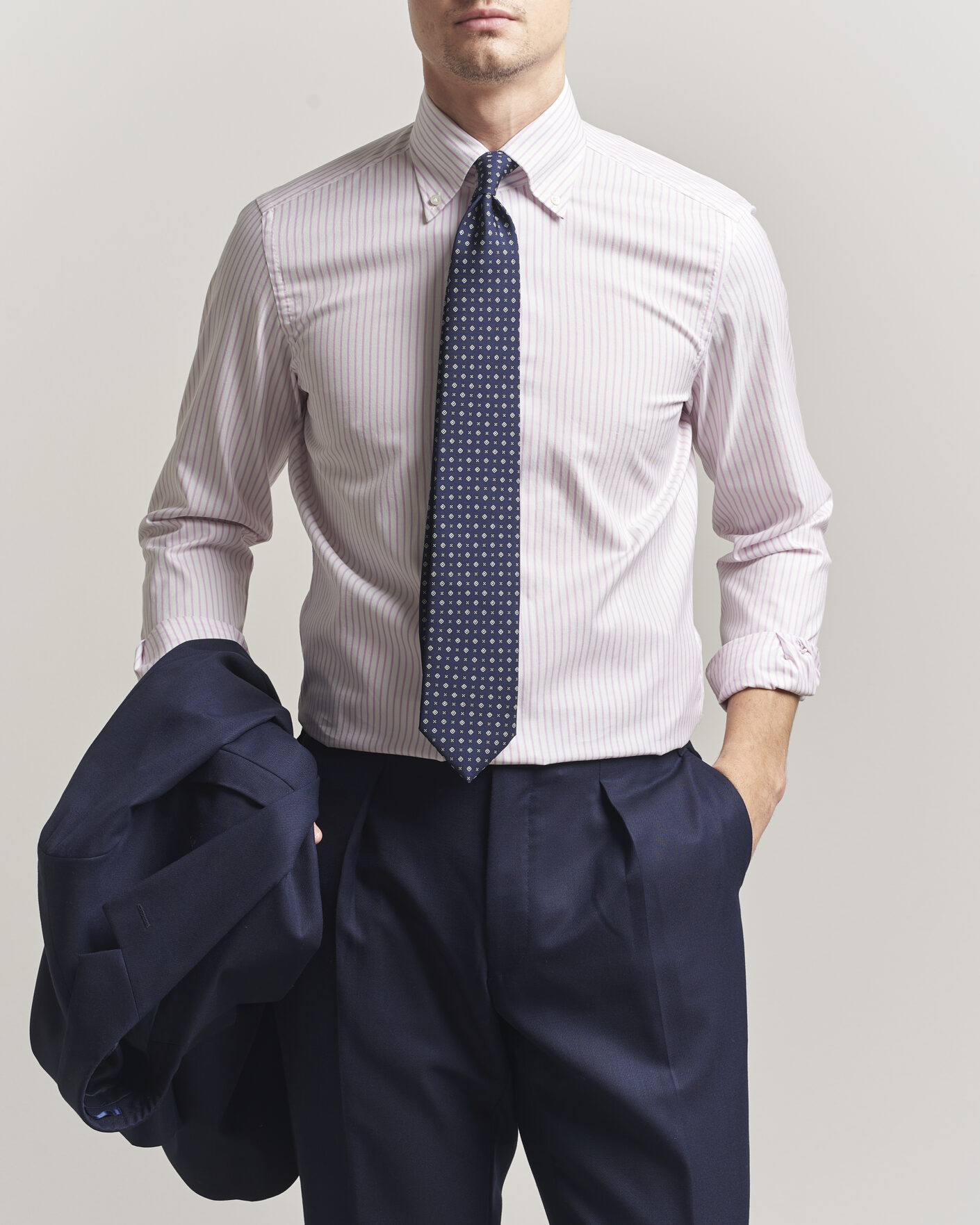 Herren | Hemden | 100Hands | Washed Striped Oxford Shirt Lavender