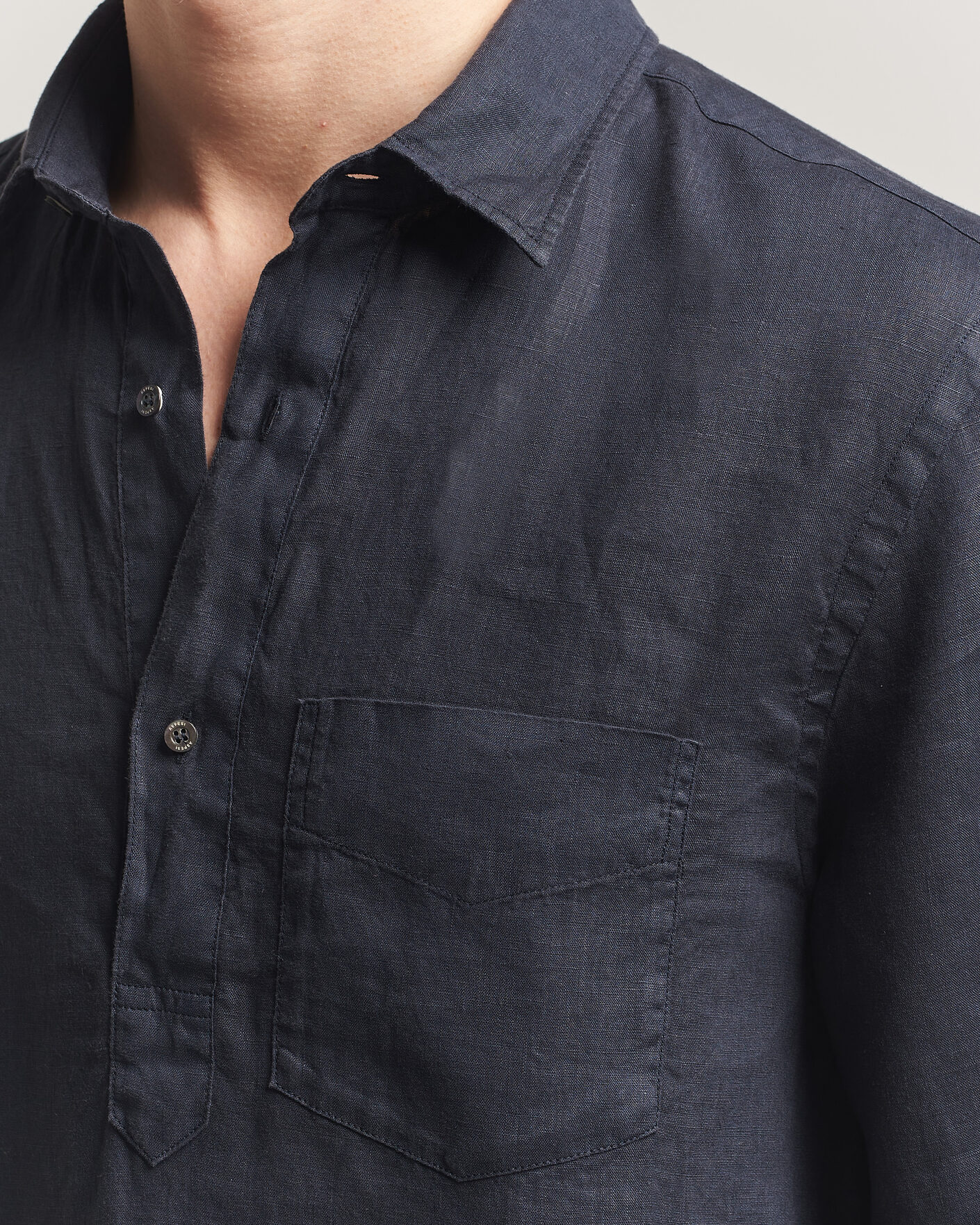 Herren | Hemden | Aspesi | Popover Linen Shirt Navy