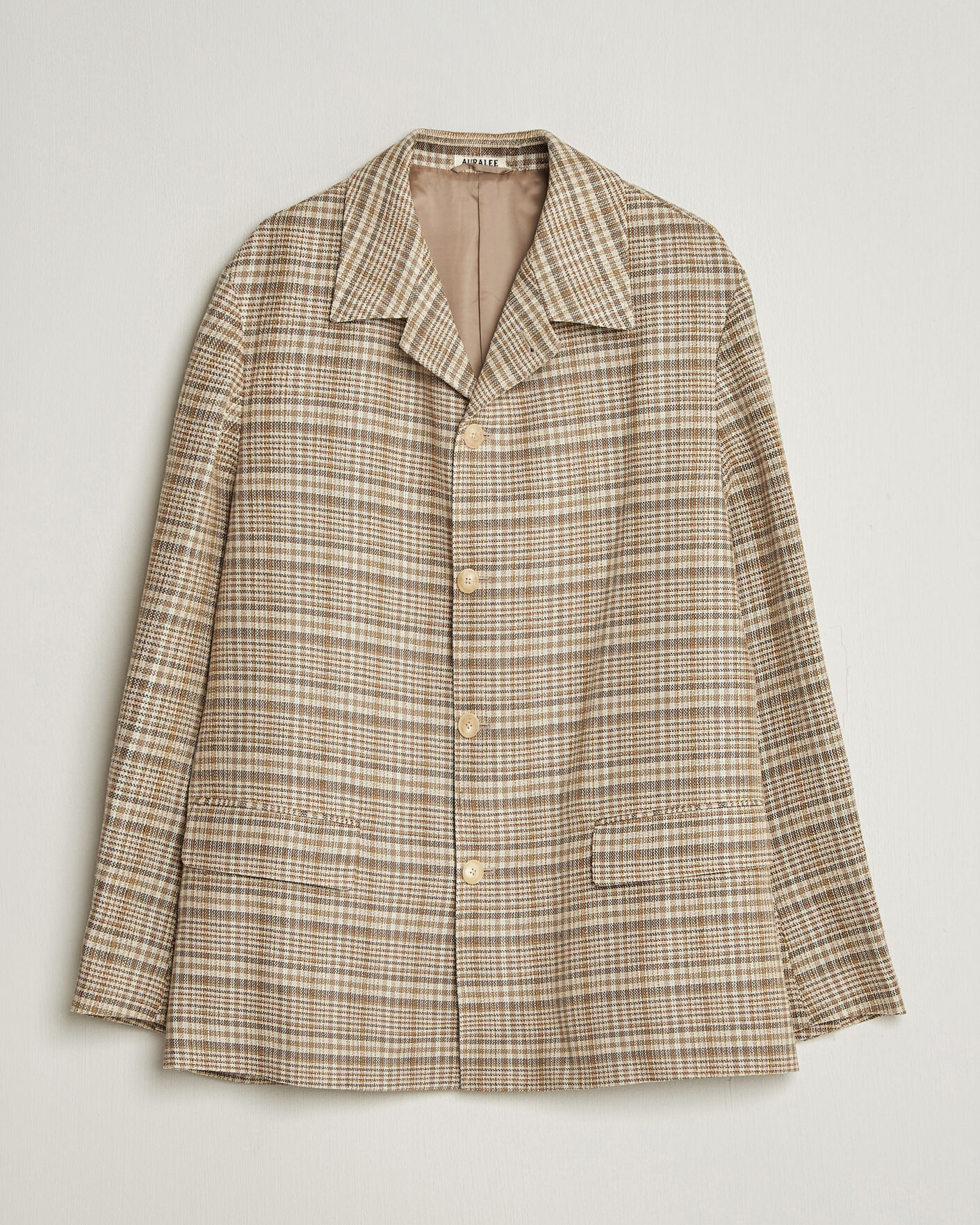 Herren | Jacken | Auralee | Silk/Linen Chore Jacket Beige Check