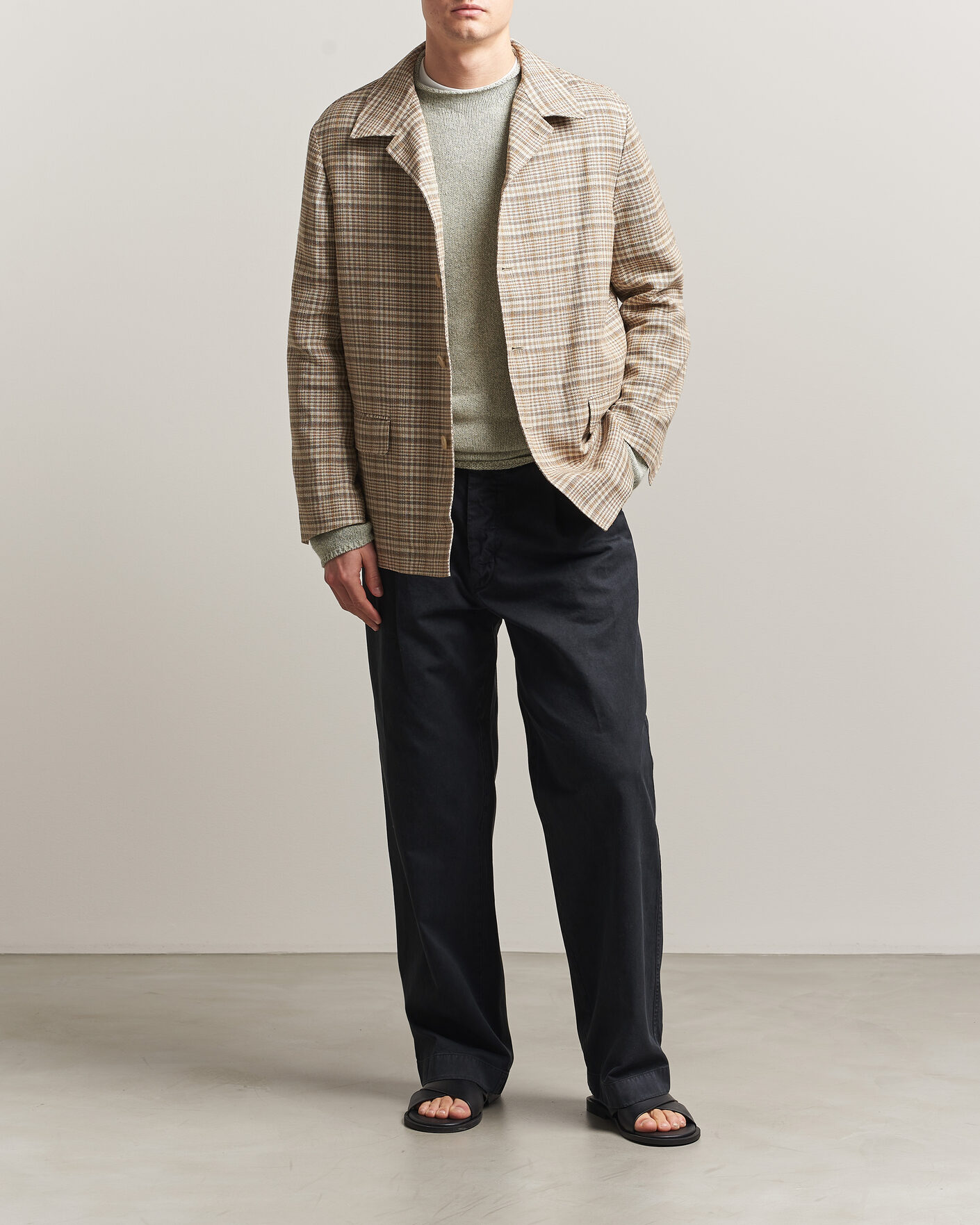 Herren | Jacken | Auralee | Silk/Linen Chore Jacket Beige Check