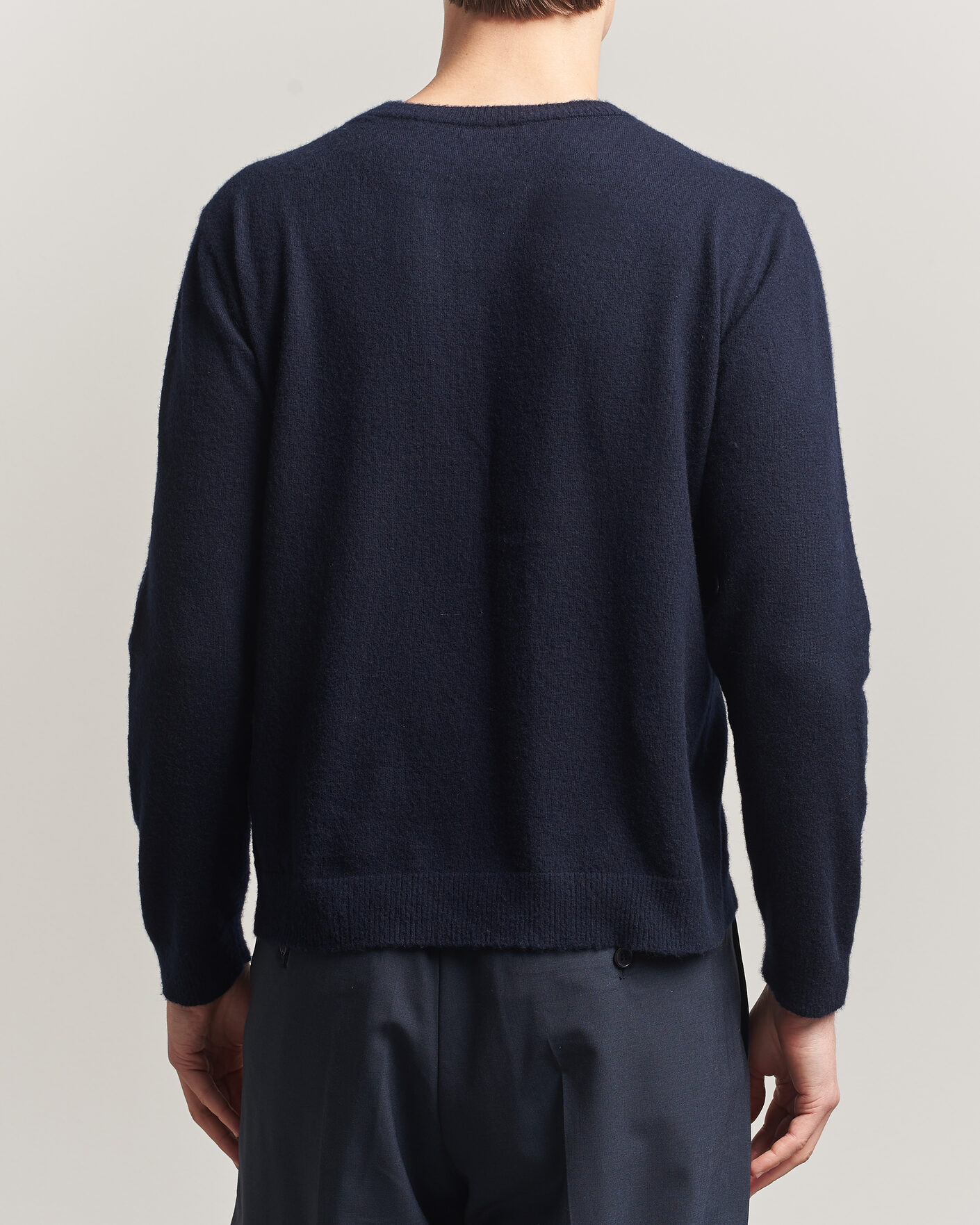 Herren | Pullover | Auralee | Brushed Cashmere/Cotton Crew Neck Navy