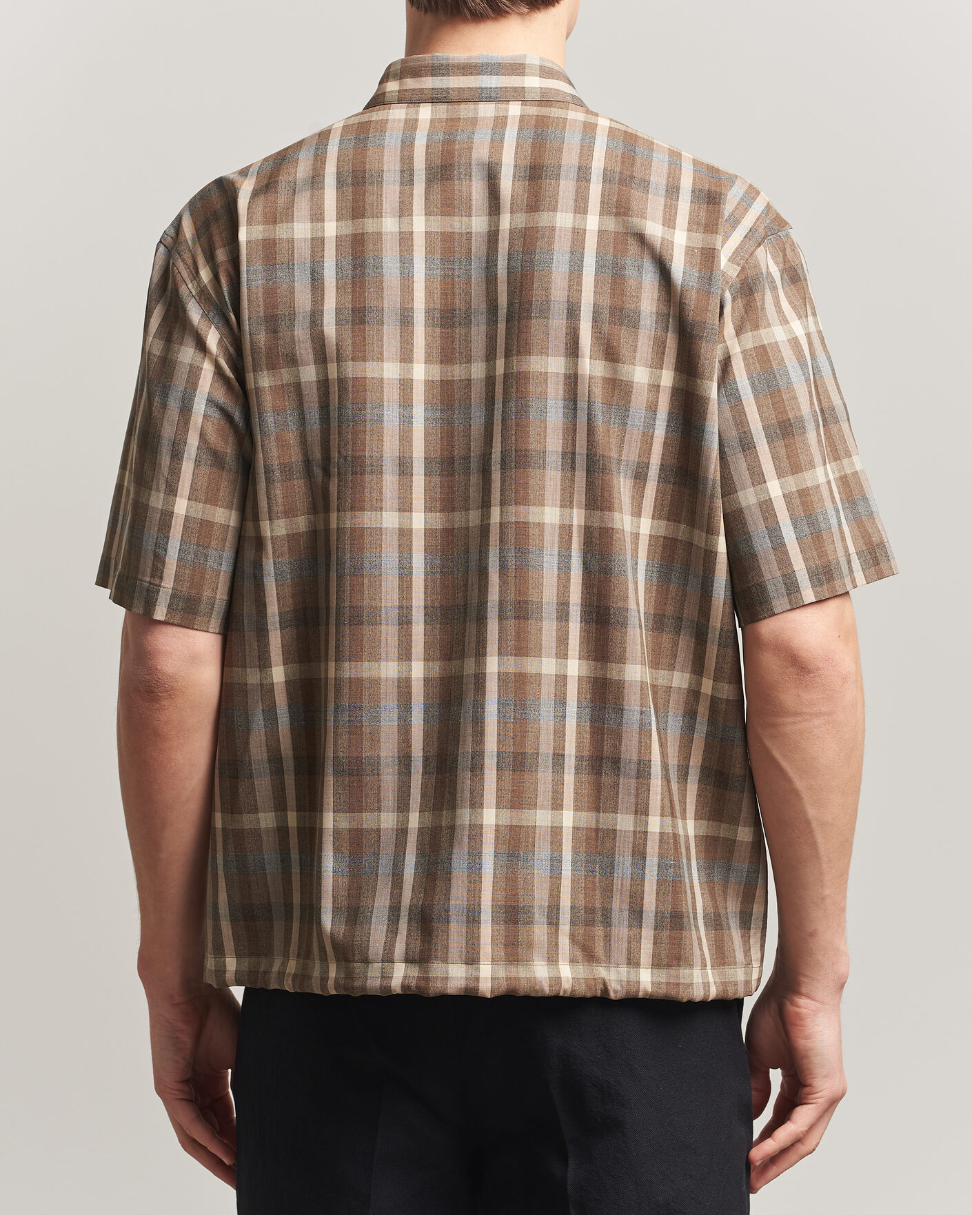 Herren | Hemden | Auralee | Tropical Wool Half Sleeve Shirt Brown Check
