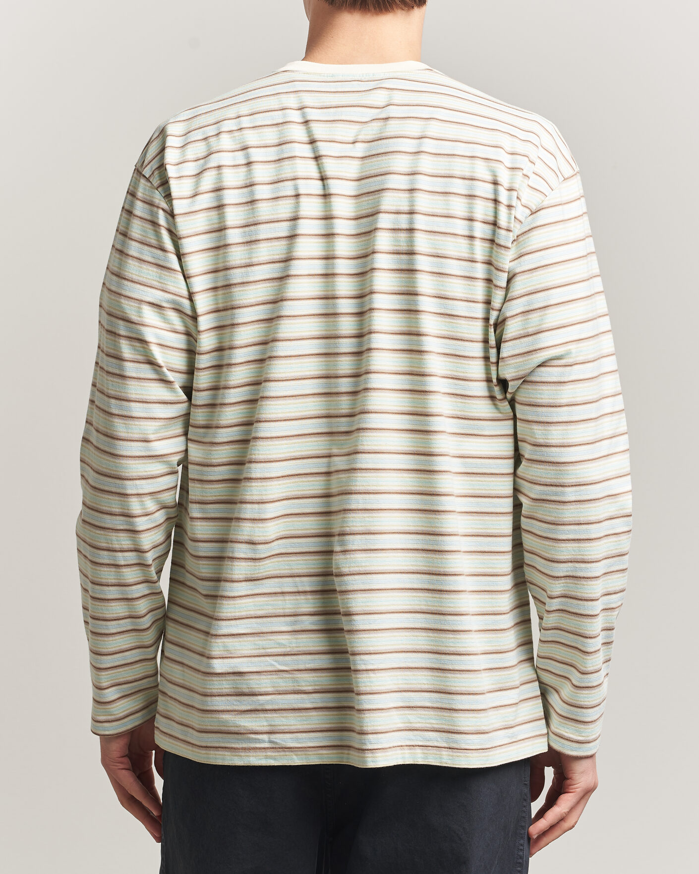 Herren | T-Shirts | Auralee | Long Sleeve Cotton T-Shirt Mint Stripe