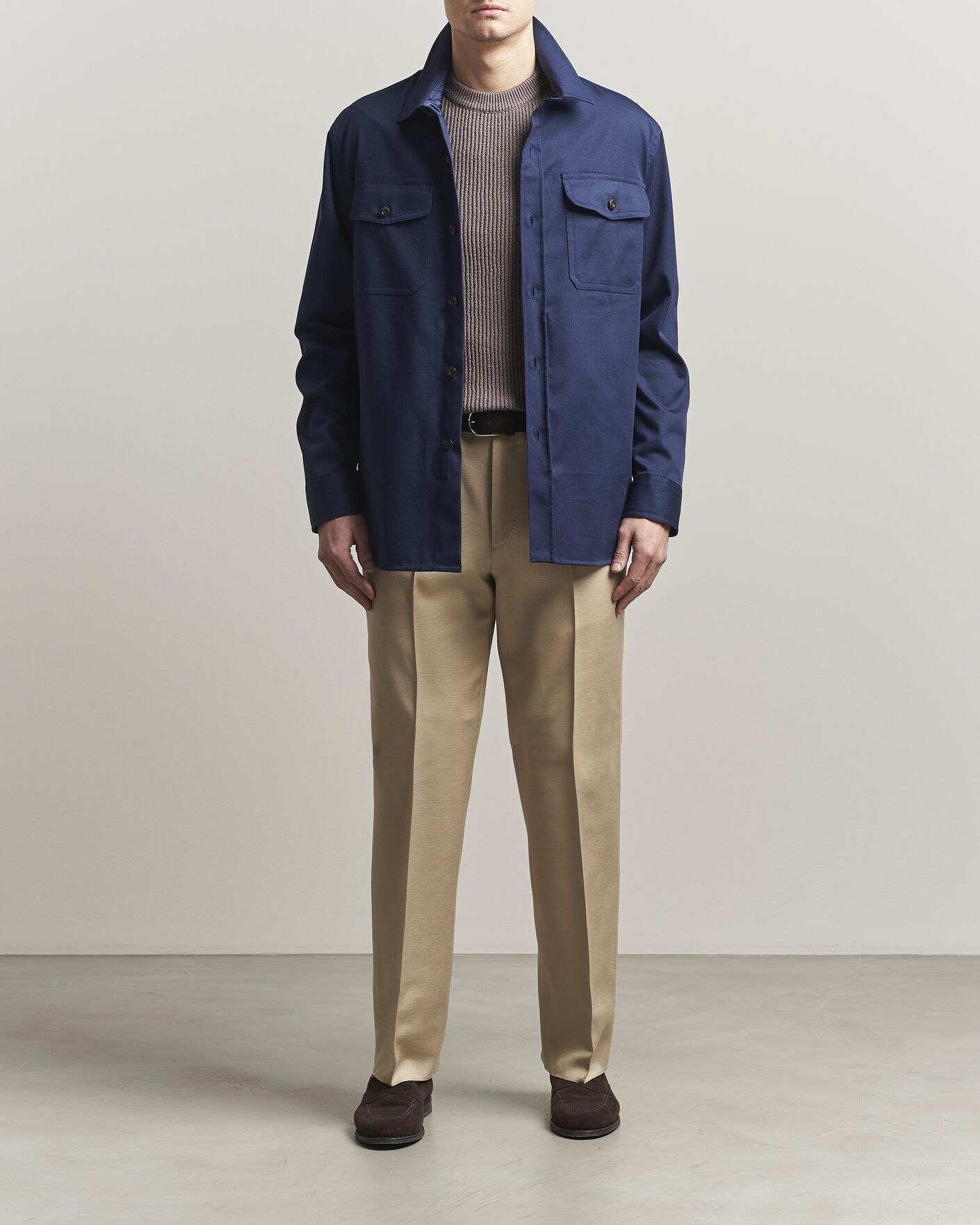 Herren | Hemden | Caruso | Twill Cotton Overshirt Navy