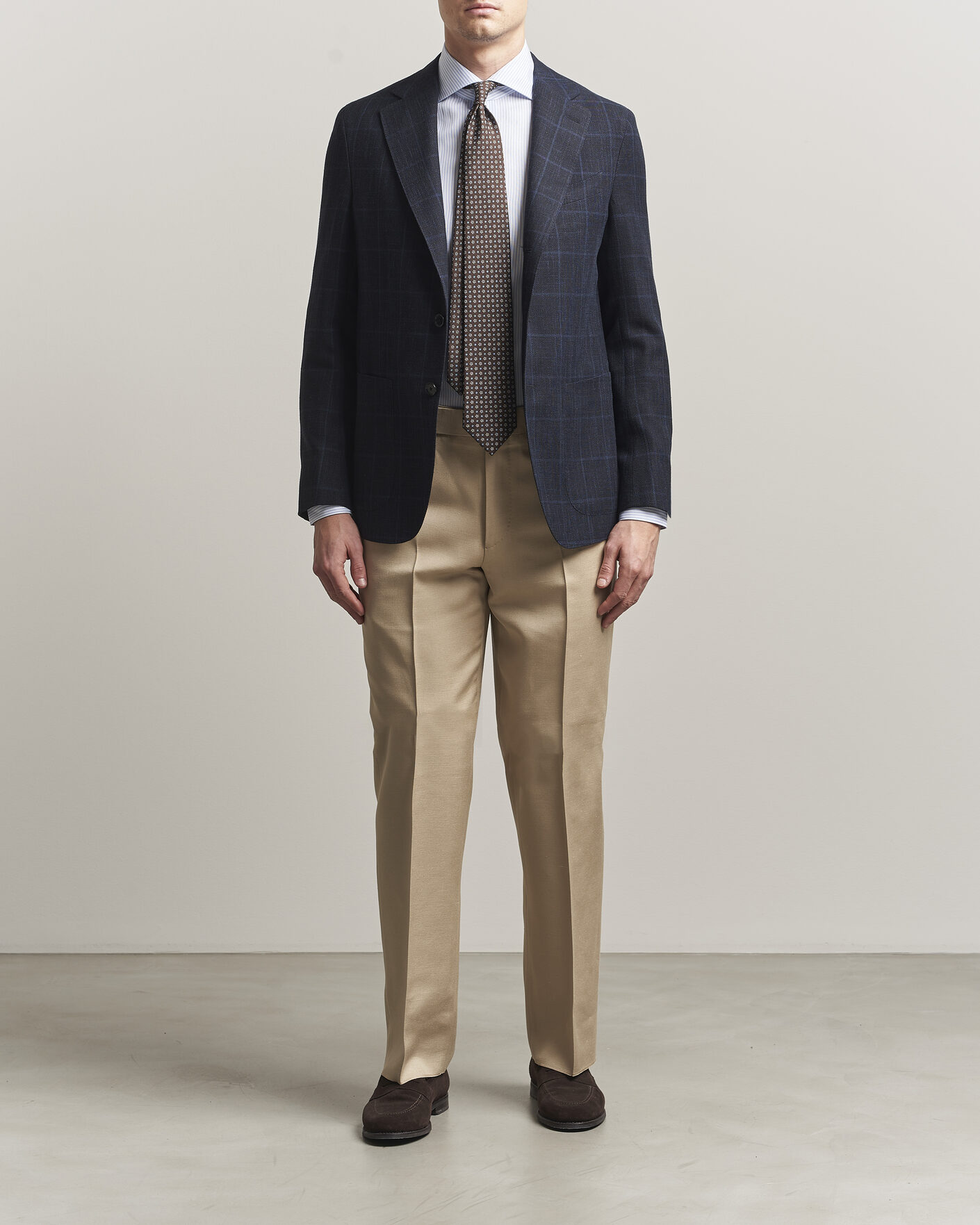 Herren | Sakkos | Caruso | Aida Wool Hopsack Blazer Navy Check