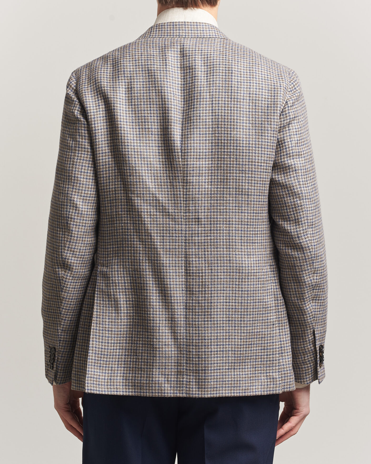 Herren | Sakkos | Caruso | Aida Linen/Wool Blazer Navy/Grey Check