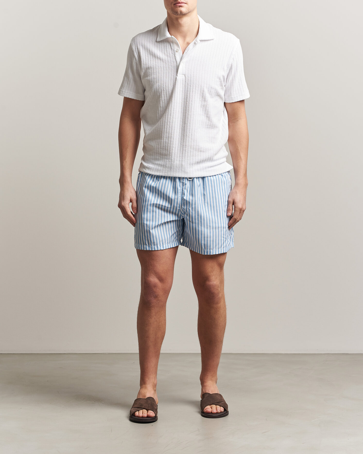 Herren | Badehosen | Fedeli | Madeira Swim Trunk Wide Blue Stripes