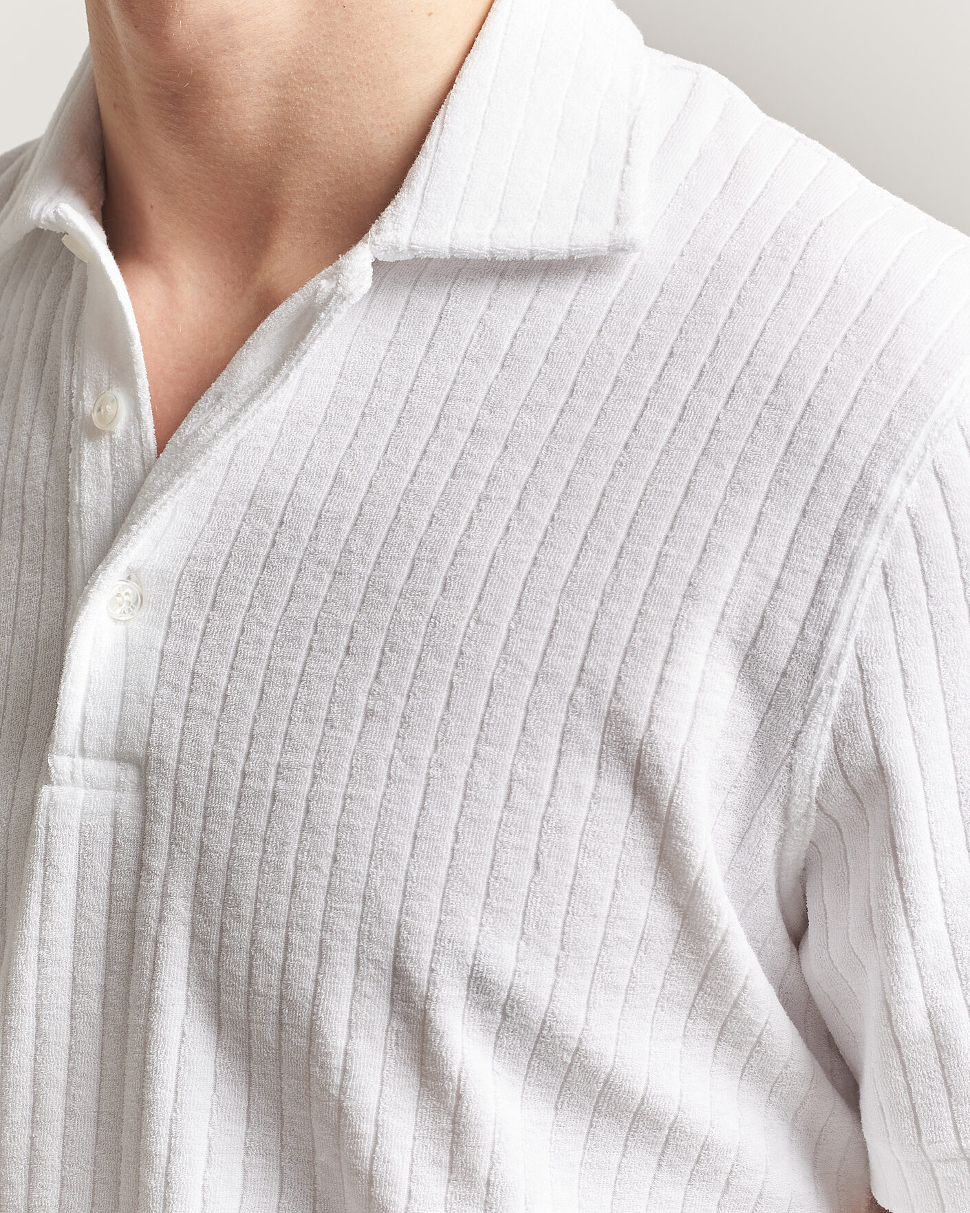 Herren | Poloshirts | Fedeli | Rib Terry Polo White