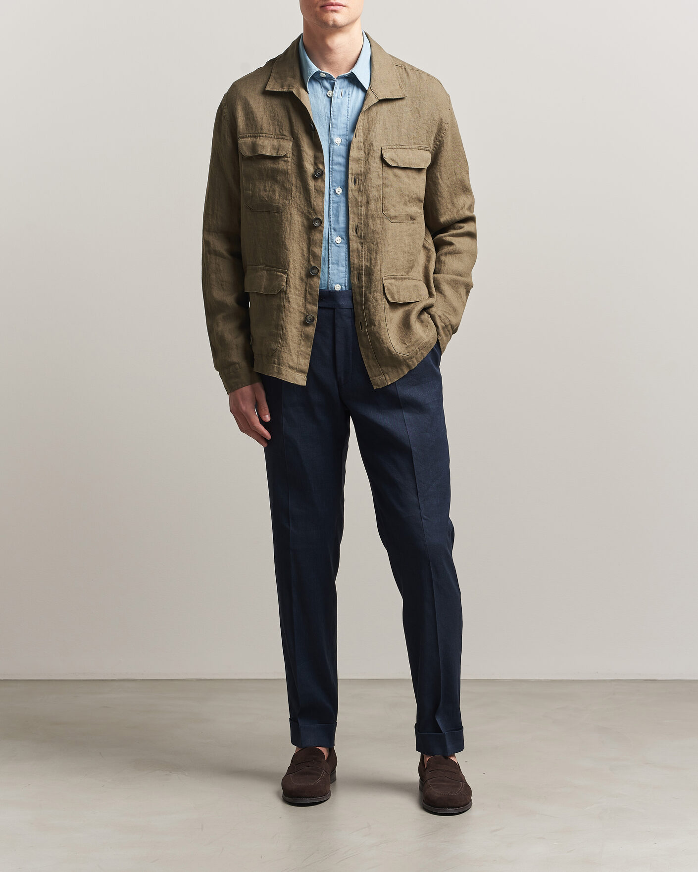 Herren | Jacken | Herno | Linen Safari Jacket Military
