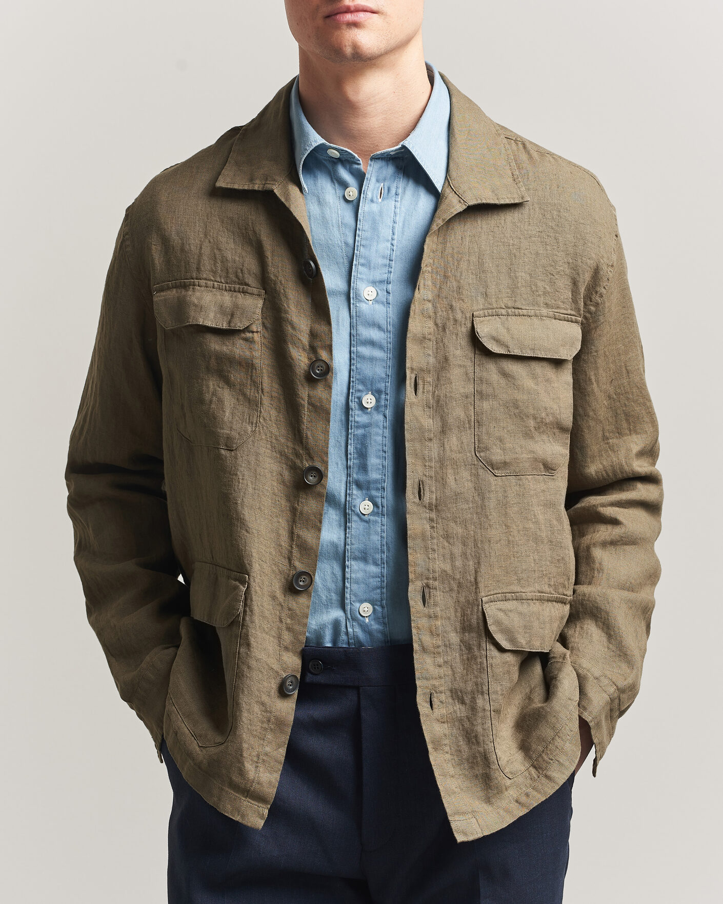 Herren | Jacken | Herno | Linen Safari Jacket Military