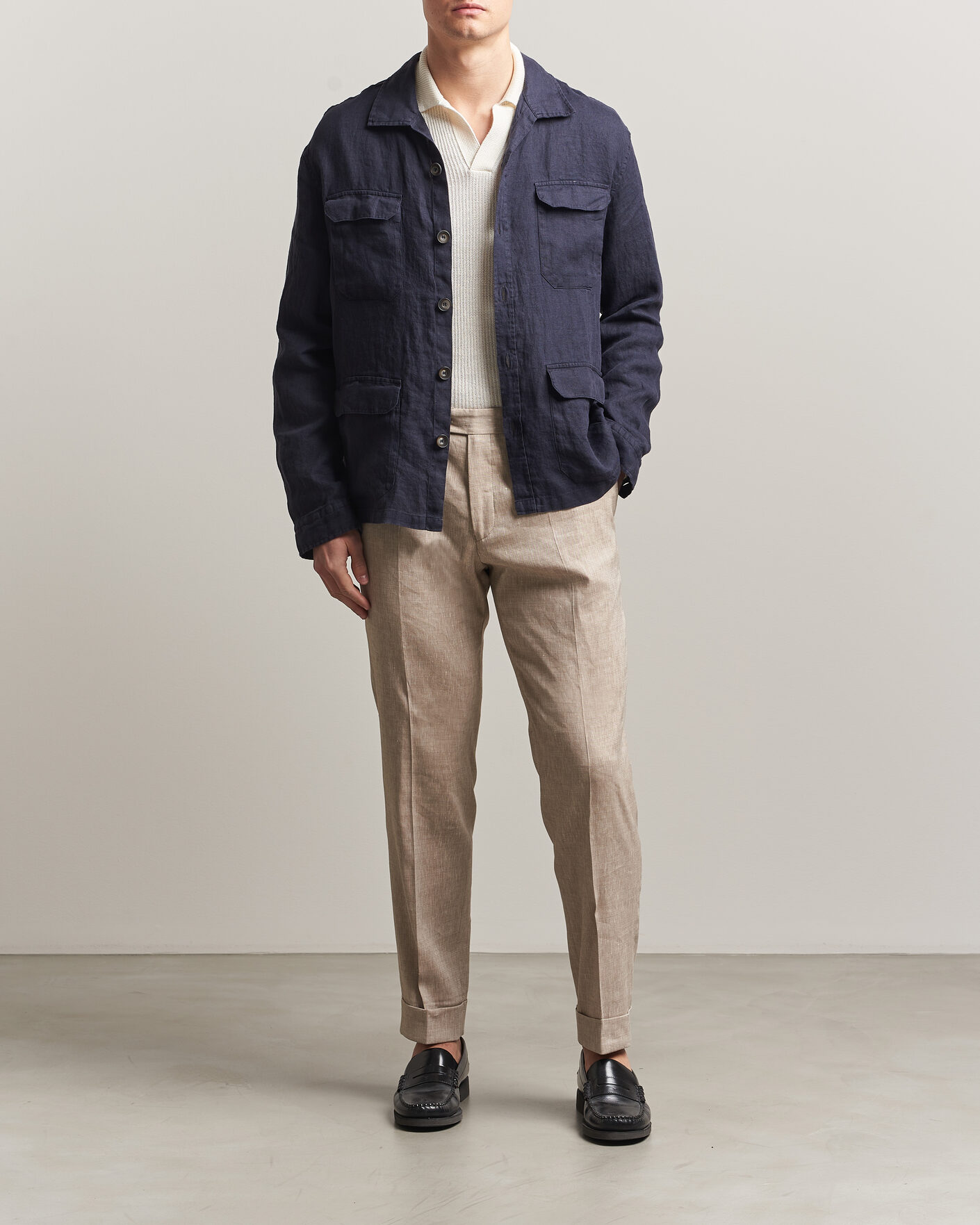Herren | Jacken | Herno | Linen Safari Jacket Navy