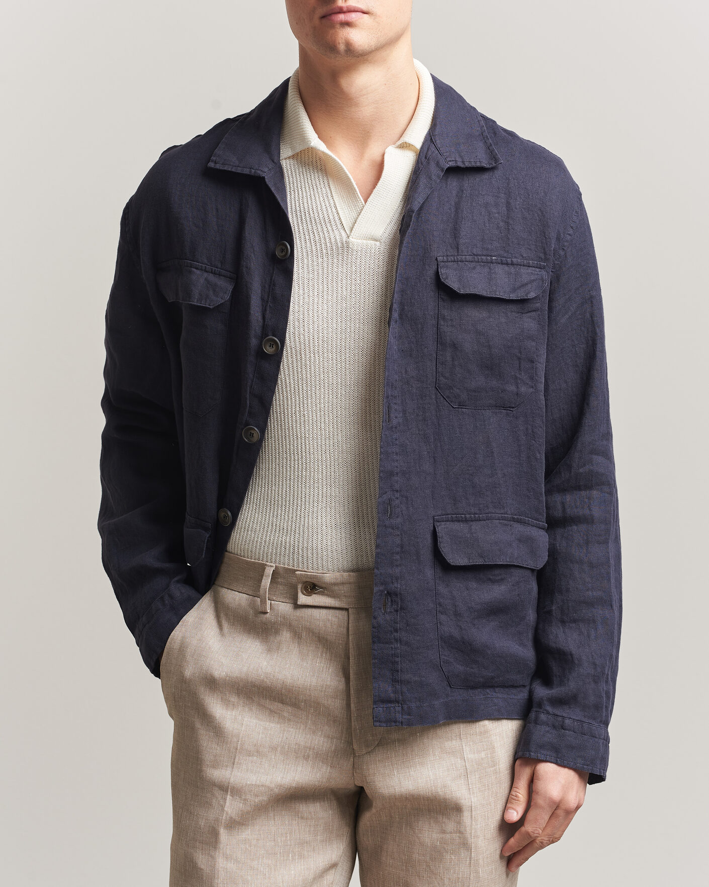 Herren | Jacken | Herno | Linen Safari Jacket Navy