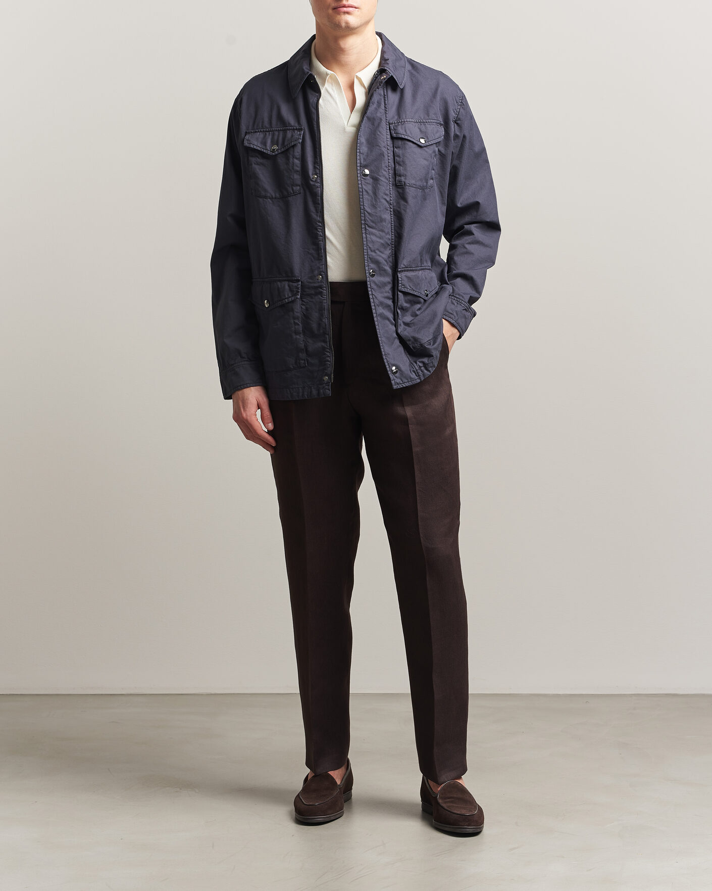 Herren | Jacken | Herno | Washed Cotton Field Jacket Navy