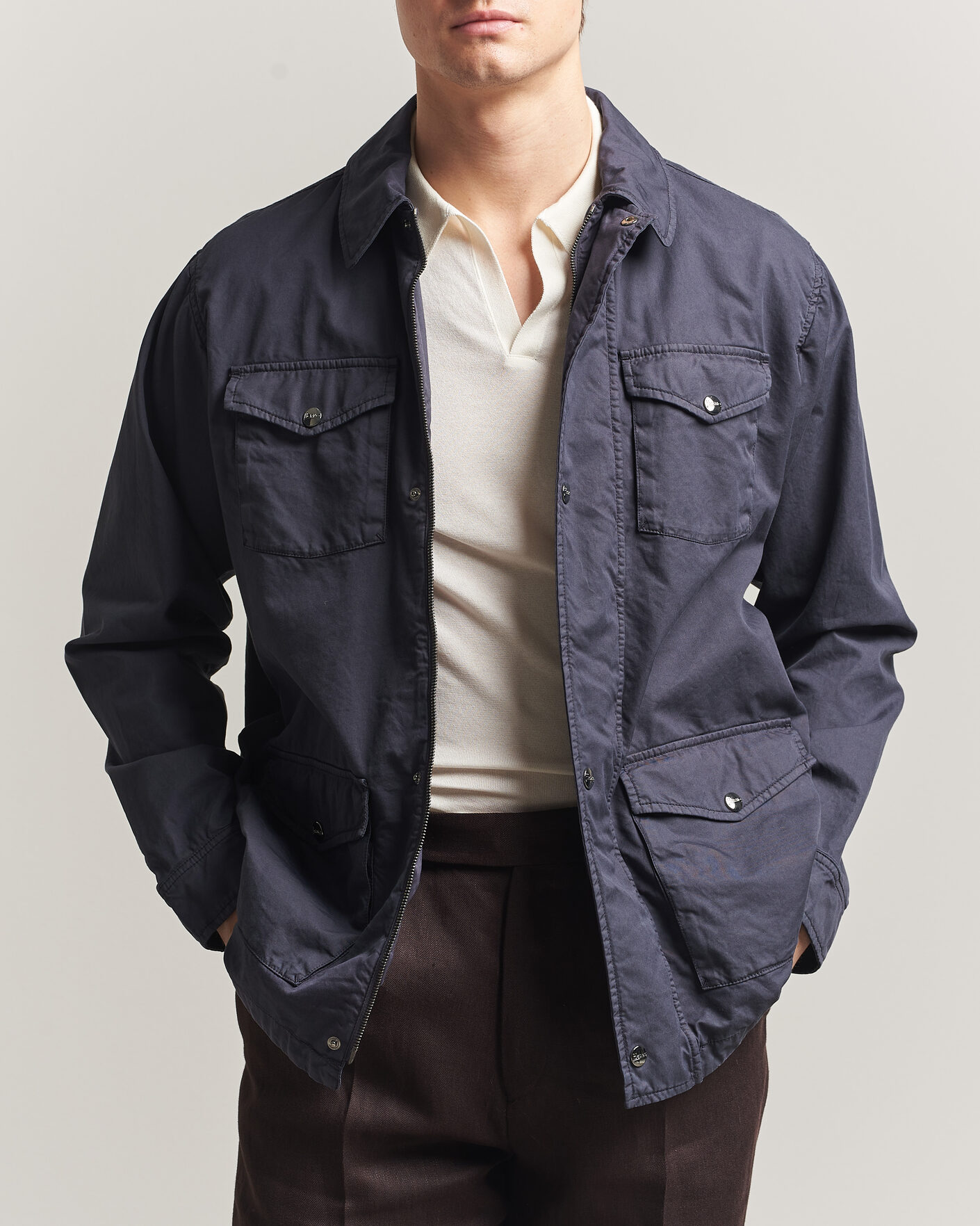 Herren | Jacken | Herno | Washed Cotton Field Jacket Navy