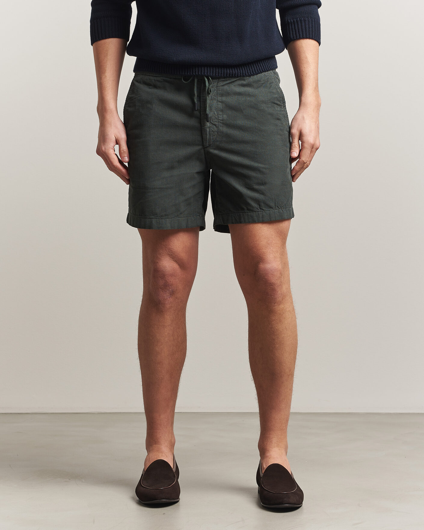 Herren | Shorts | Incotex | Baby Corduroy Drawstring Shorts Dark Green