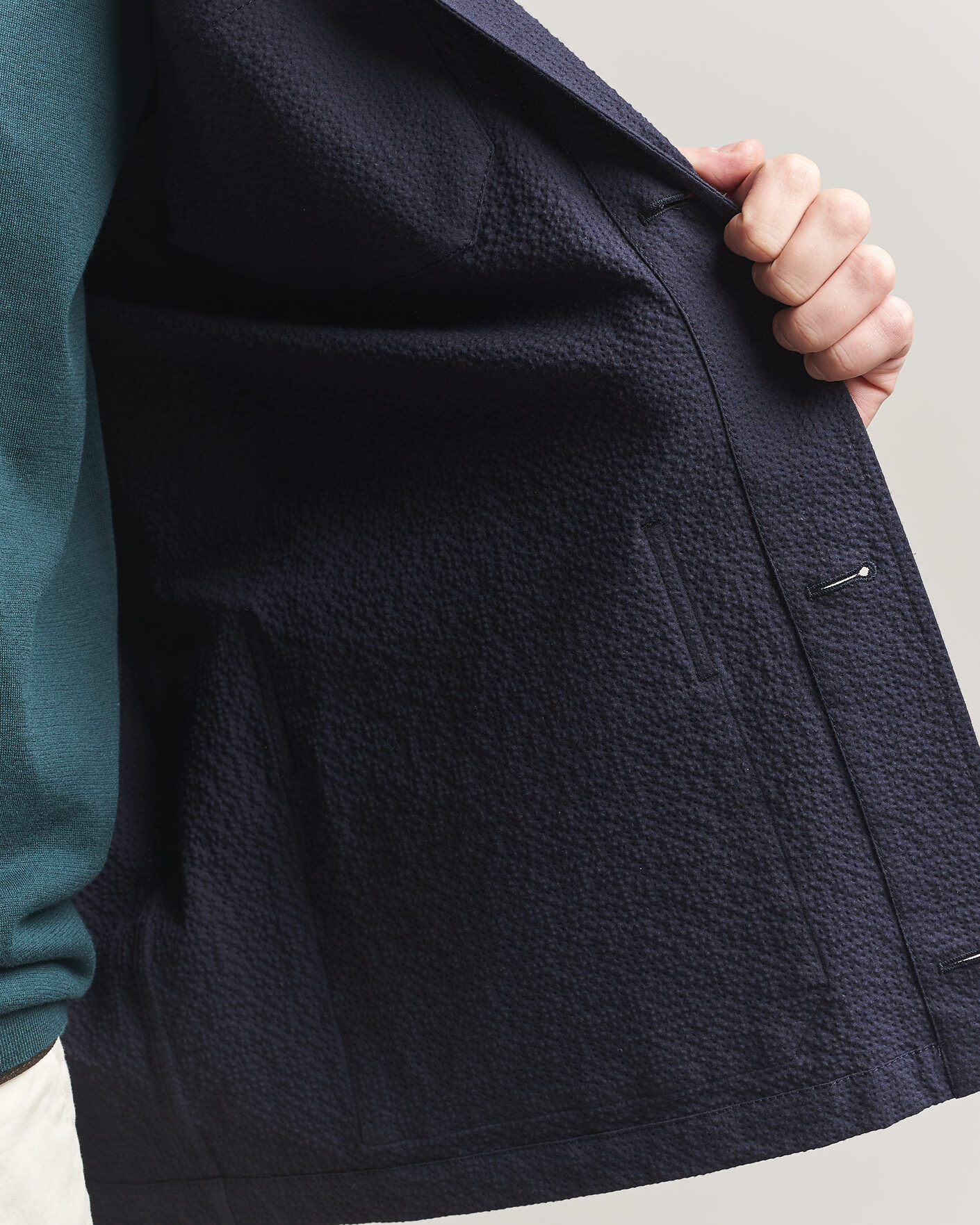 Herren | Jacken | Incotex | Seersucker Cotton/Silk Chore Jacket Navy