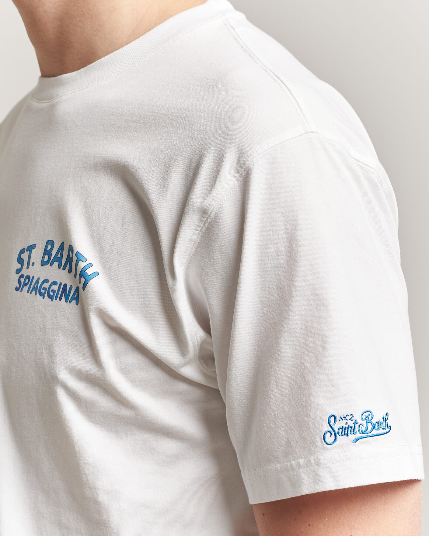 Herren | T-Shirts | MC2 Saint Barth | Back Printed Cotton T-Shirt Spiaggina