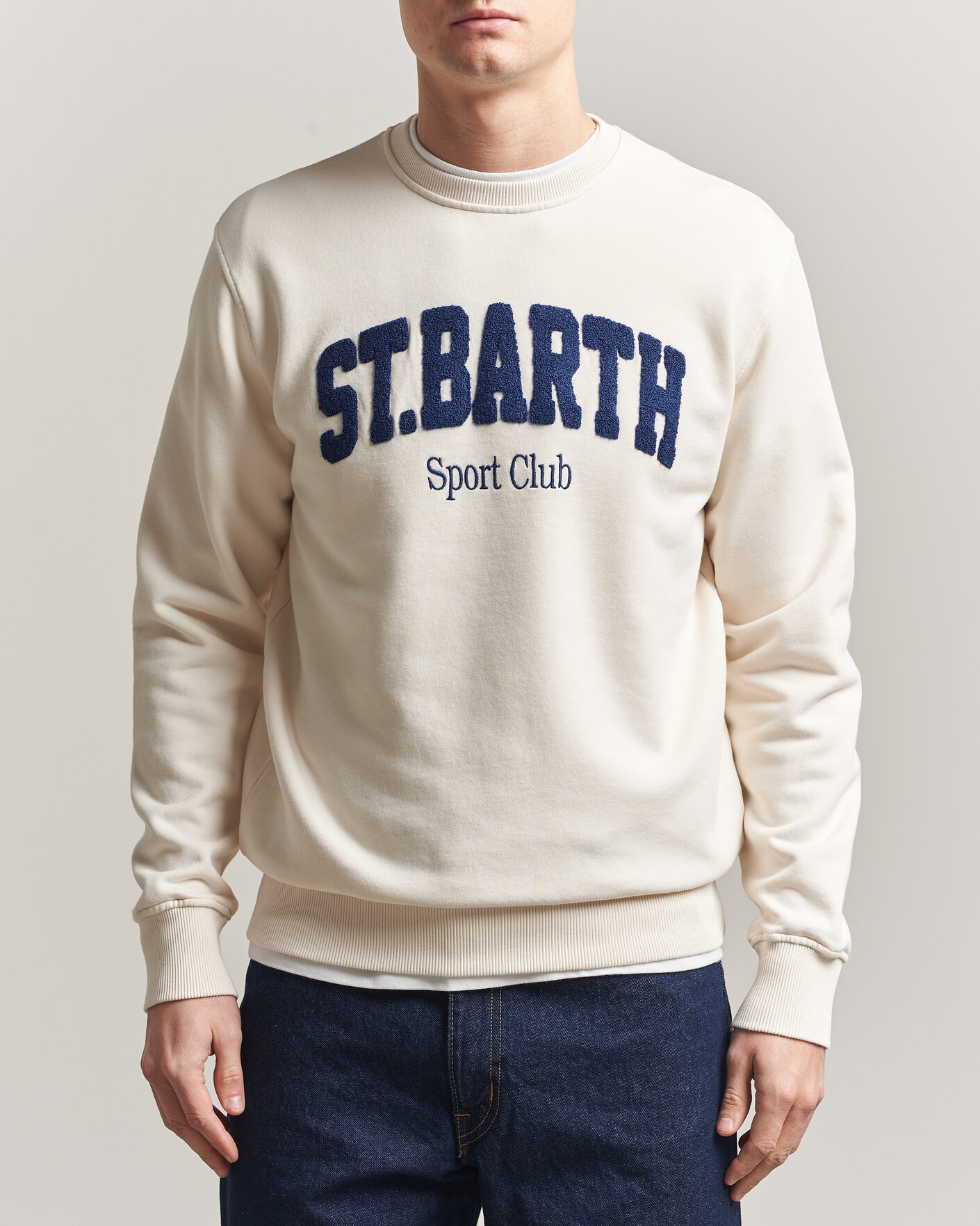 Herren | Pullover | MC2 Saint Barth | Terry Cotton Logo Sweatshirt Off White