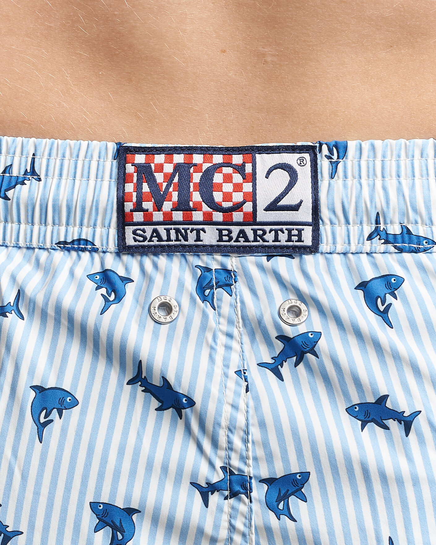 Herren | MC2 Saint Barth Printed Swim Shorts Blue Sharks | MC2 Saint Barth | Printed Swim Shorts Blue Sharks