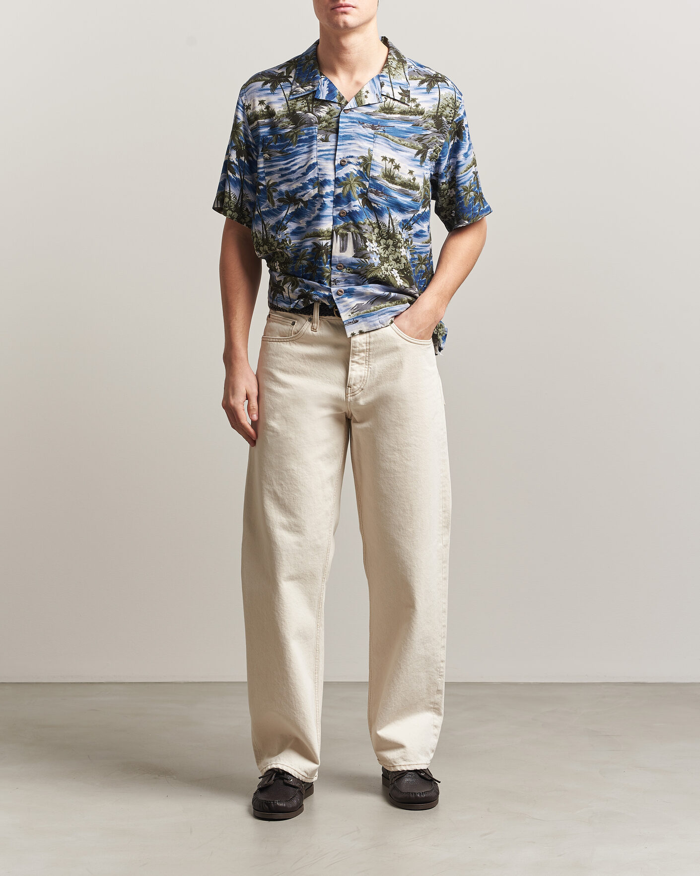 Herren | Hemden | RRL | Printed Camp Shirt Blue