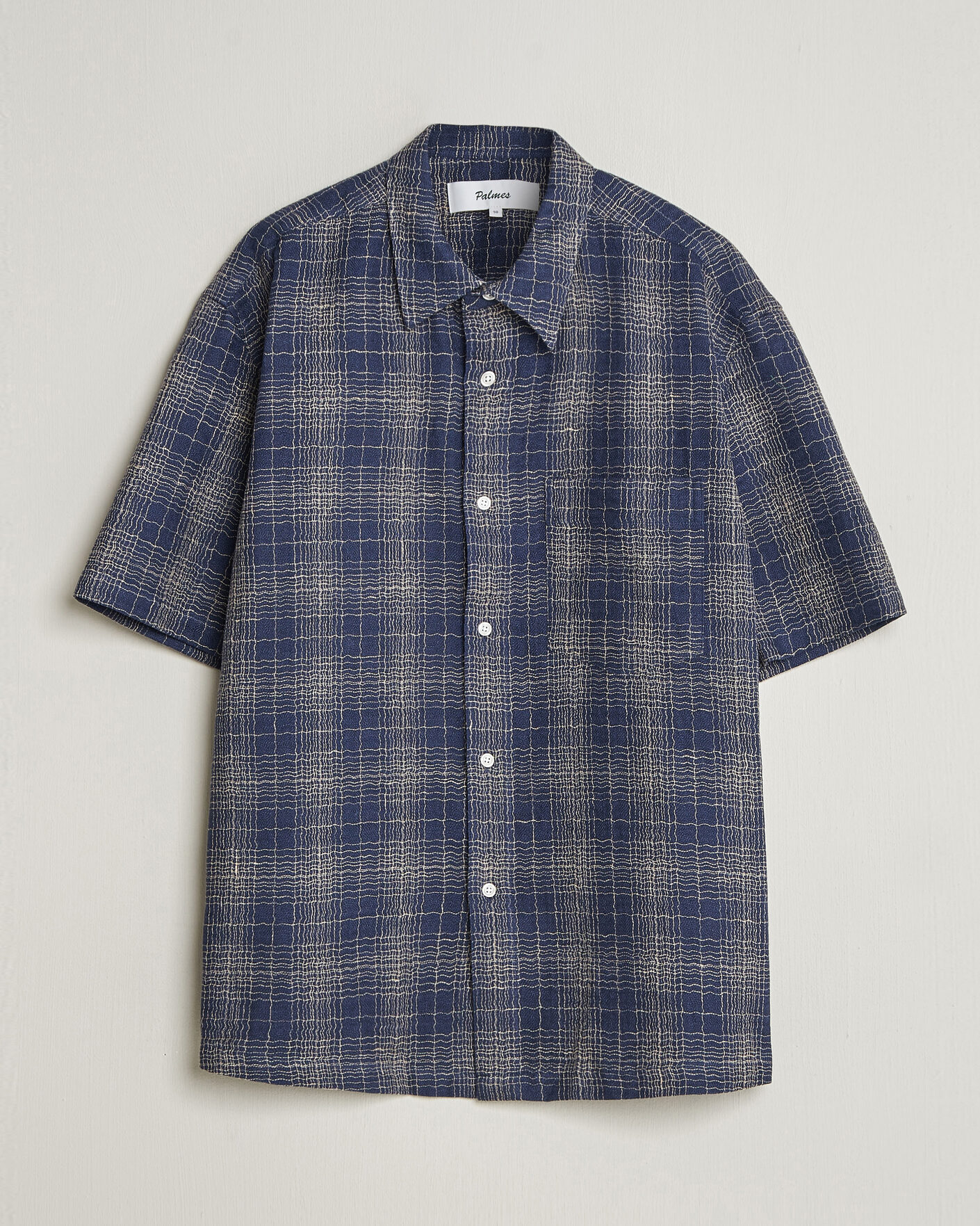 Herren | Hemden | Palmes | Cotton/Linen Short Sleeve Shirt Navy Check