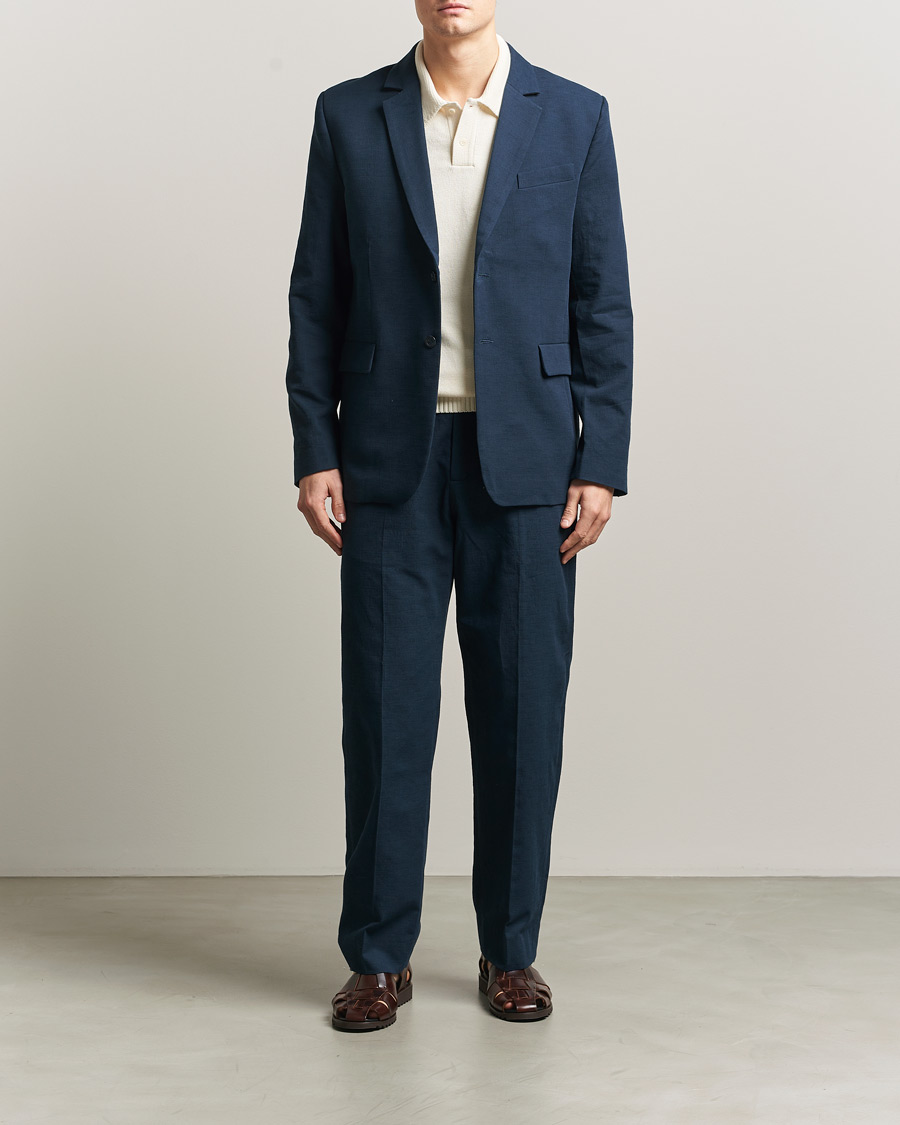 Herren | Hosen | Palmes | Pleated Cotton Trousers Navy