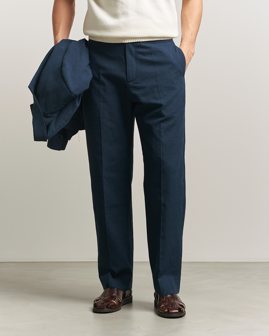 Herren | Hosen | Palmes | Pleated Cotton Trousers Navy