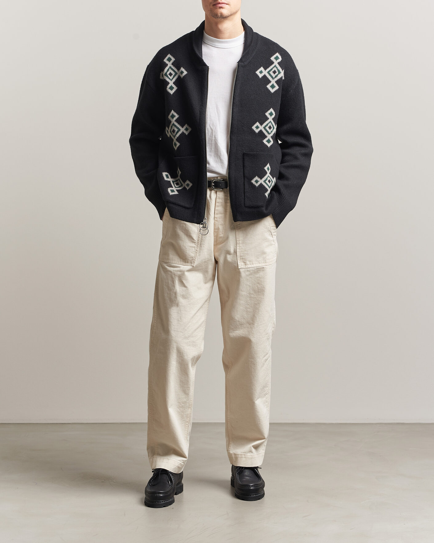 Herren | Pullover | Pendleton | Jacquard Motif Zip Cardigan Midnight